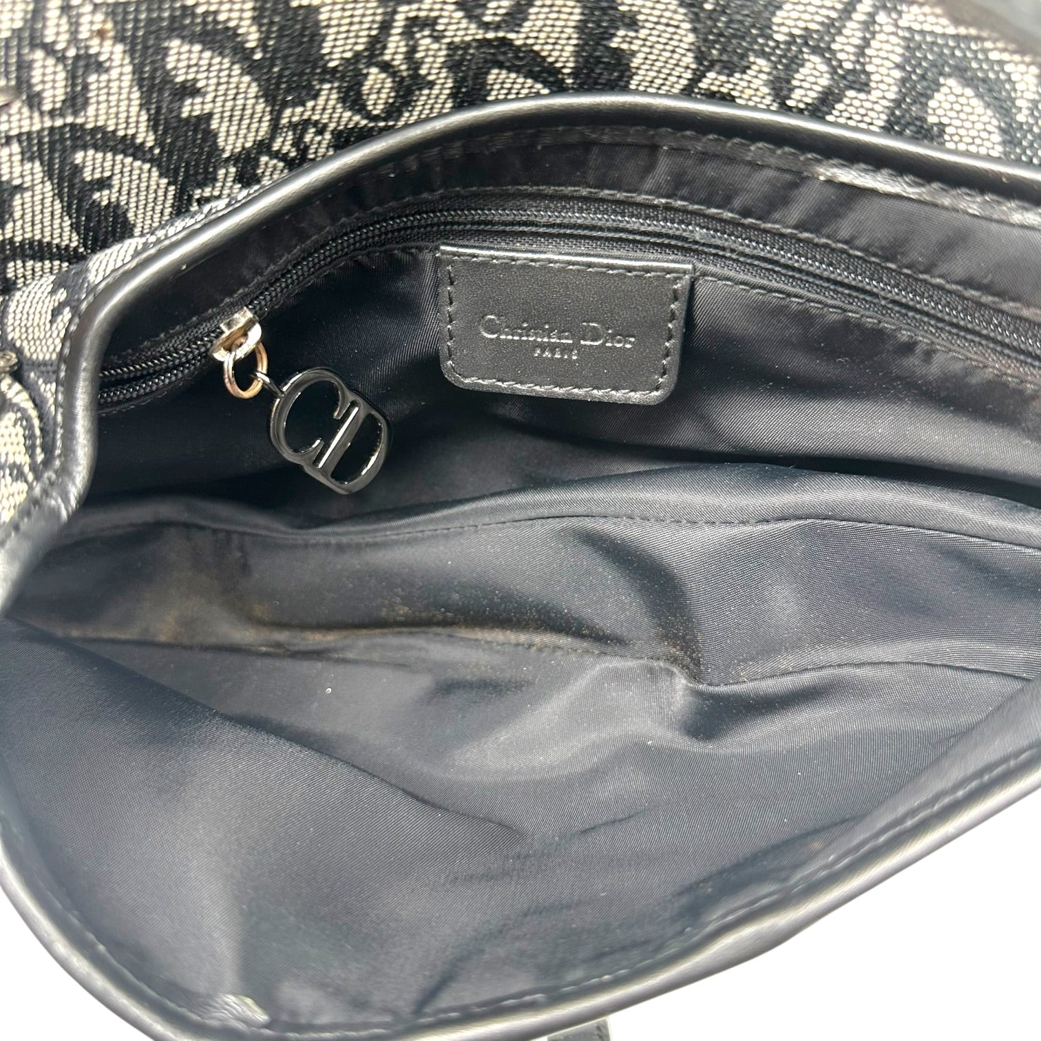 Christian Dior Black Trotter Monogram Saddle Bag