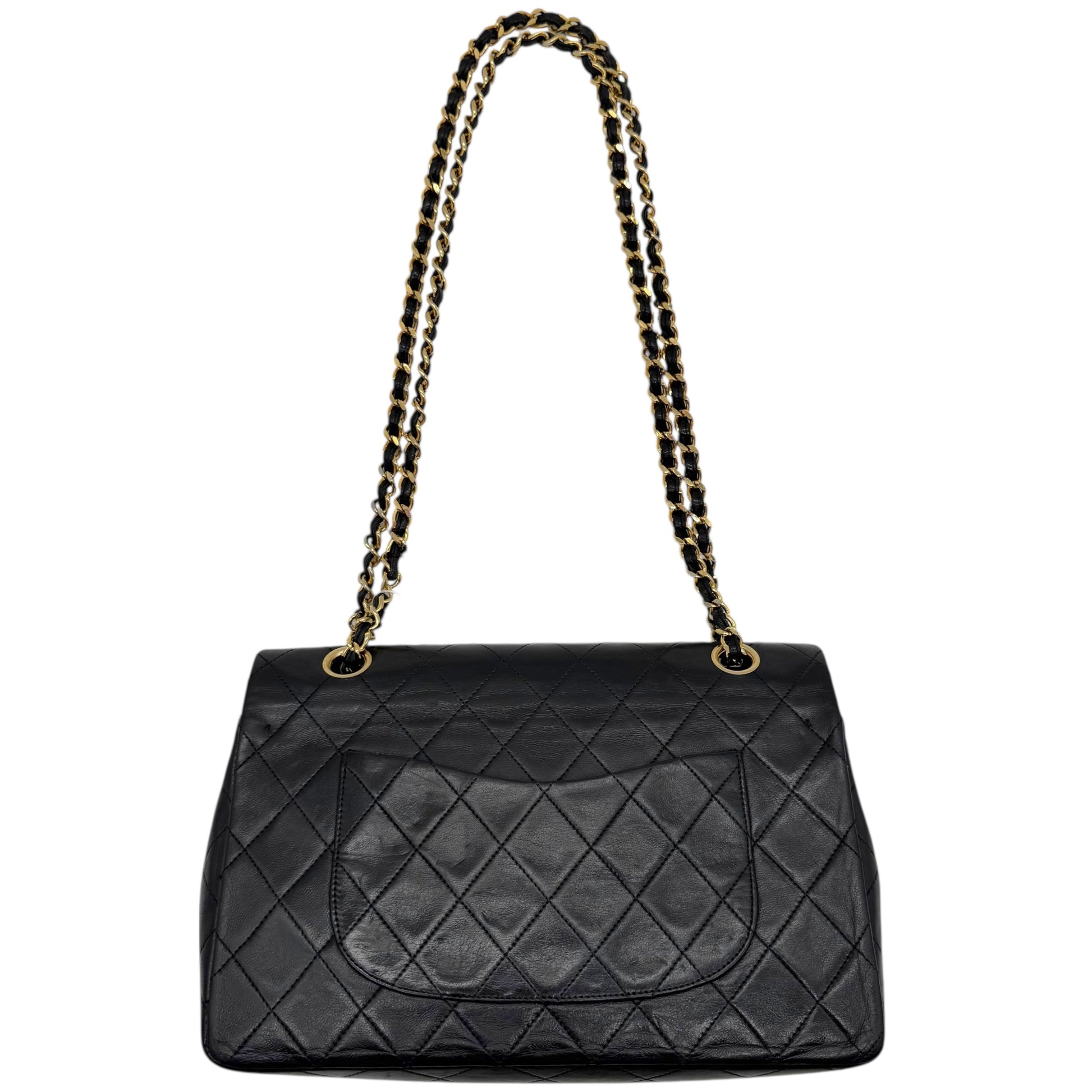 Chanel Black Lambskin Matelasse Quilted Classic Medium Double Flap Bag 1989-1991 - Outfit Repeater