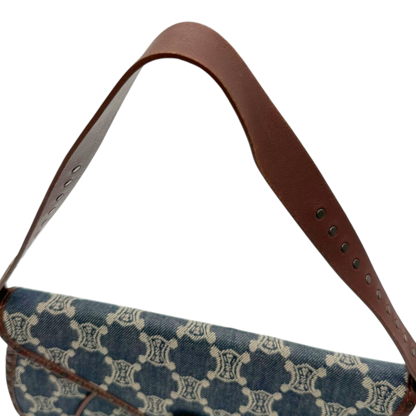 Celine Blue Denim Triomphe Monogram Poulbot Bag - Outfit Repeater