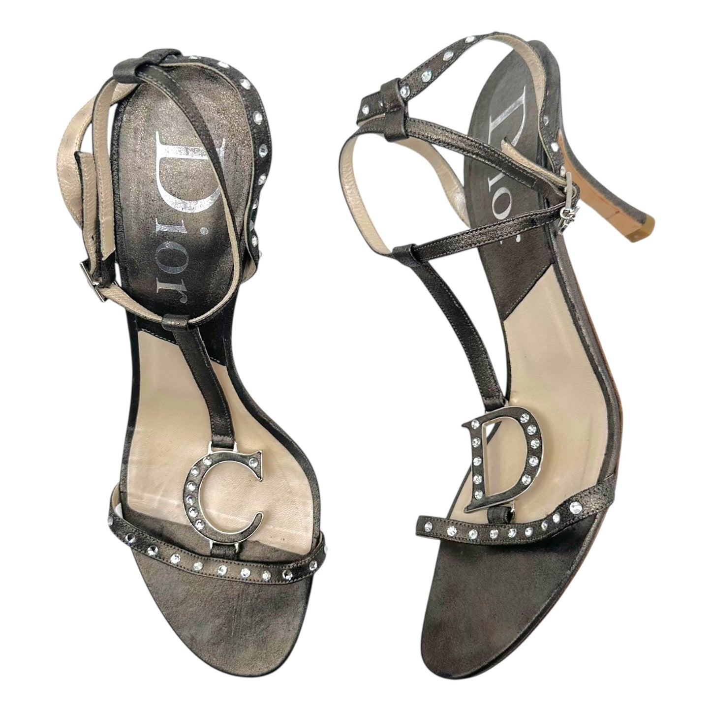 Christian Dior Rhinestone Studded CD Logo Sandal Heels - Outfit Repeater