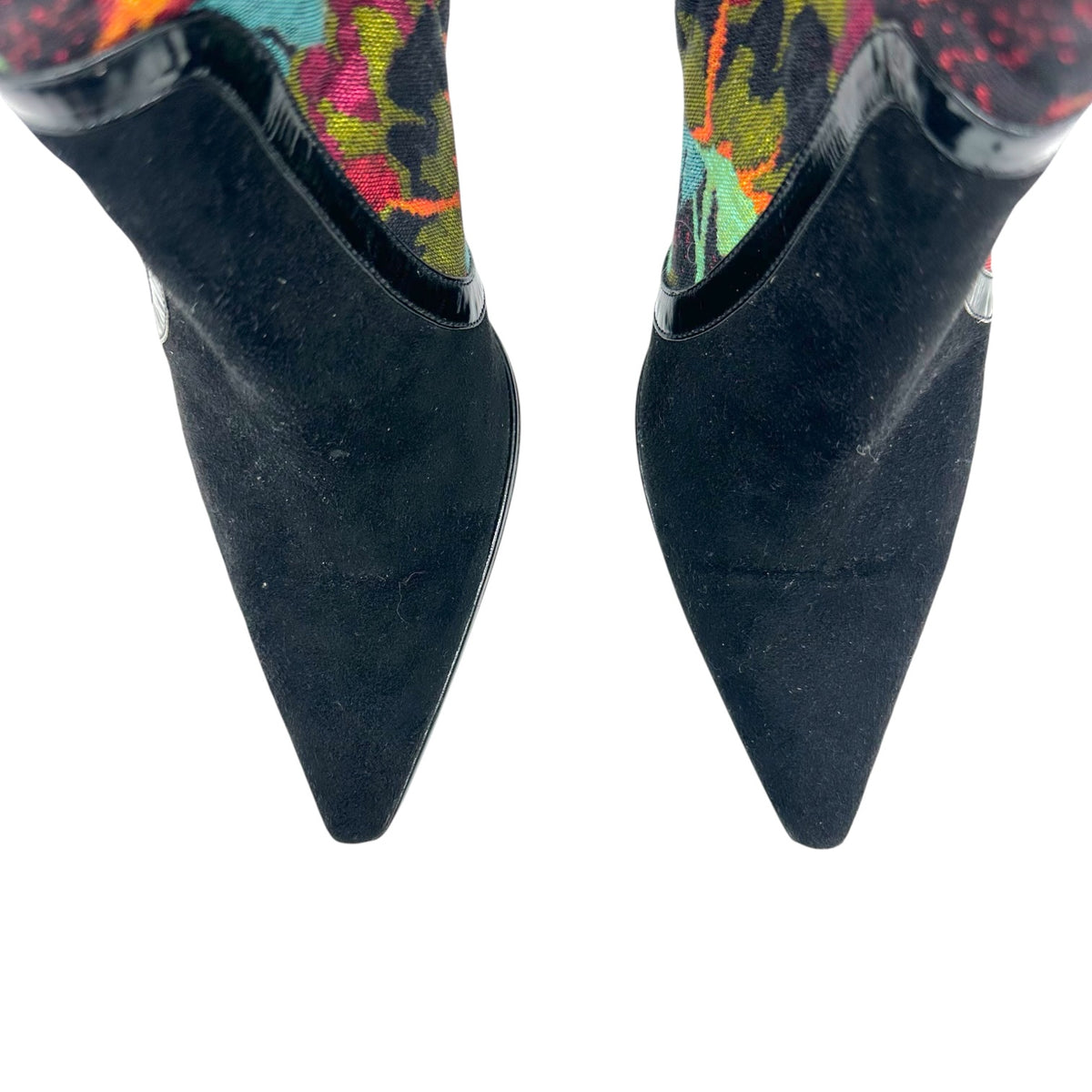 Casadei Floral Black Suede Heeled Boots