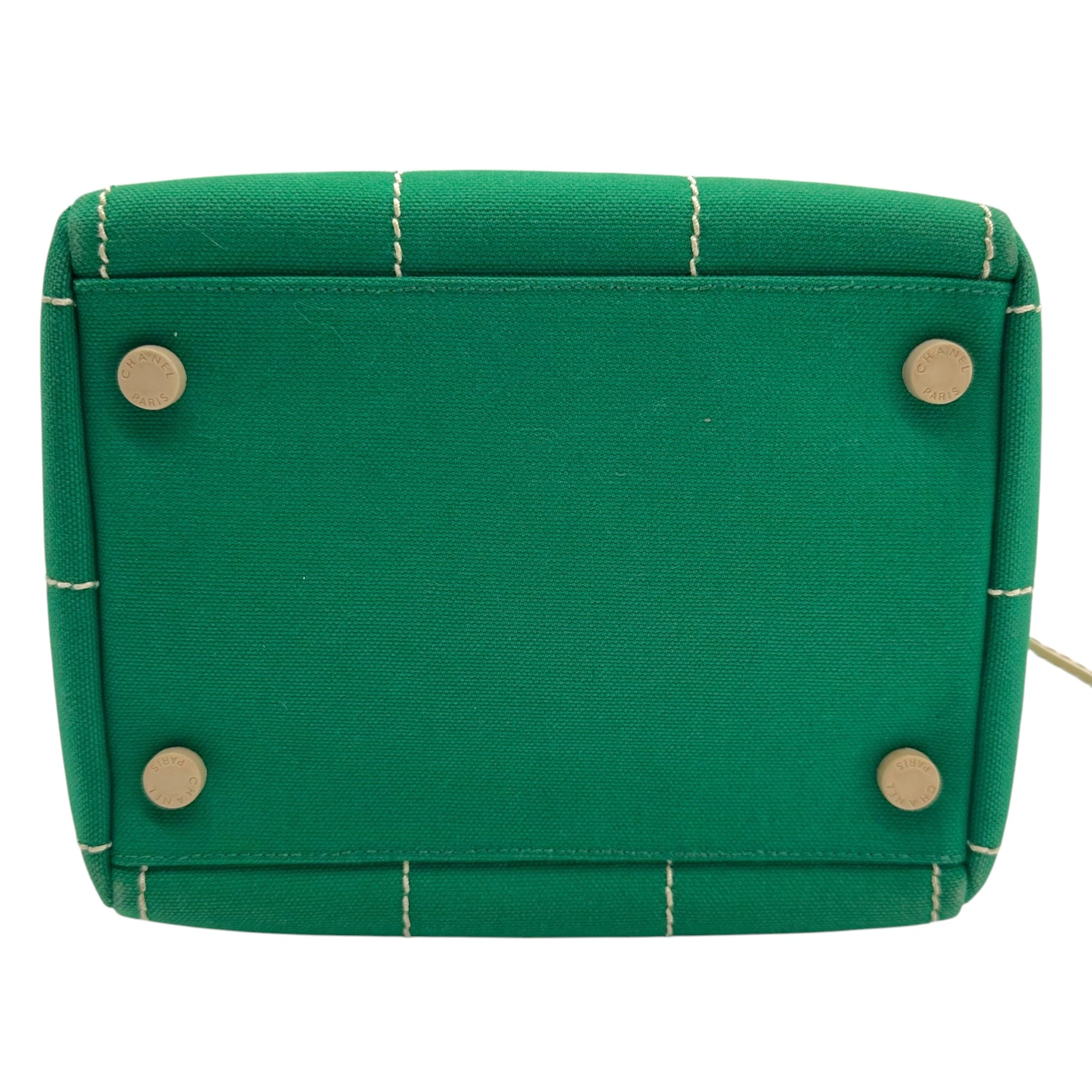 Chanel Green Canvas Quilted Handbag