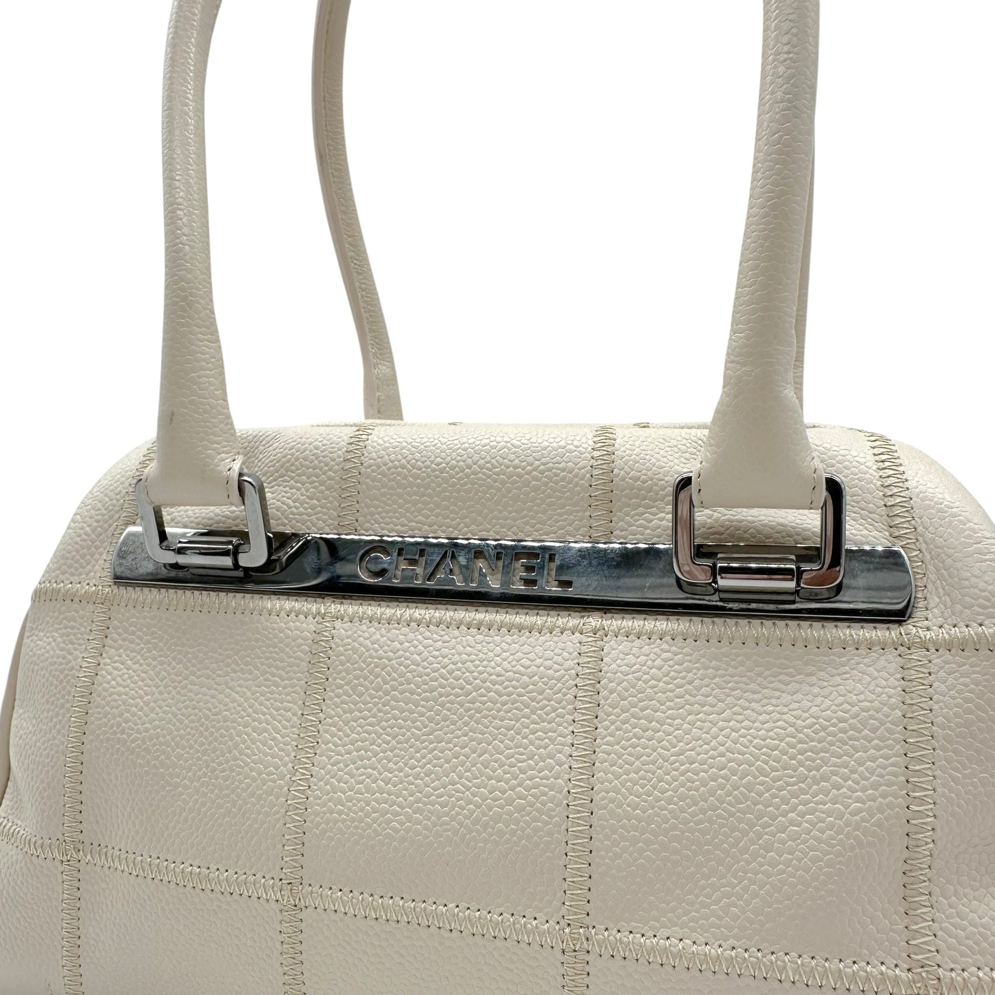 Chanel Ivory Caviar Leather Small Bowler Shoulder Bag