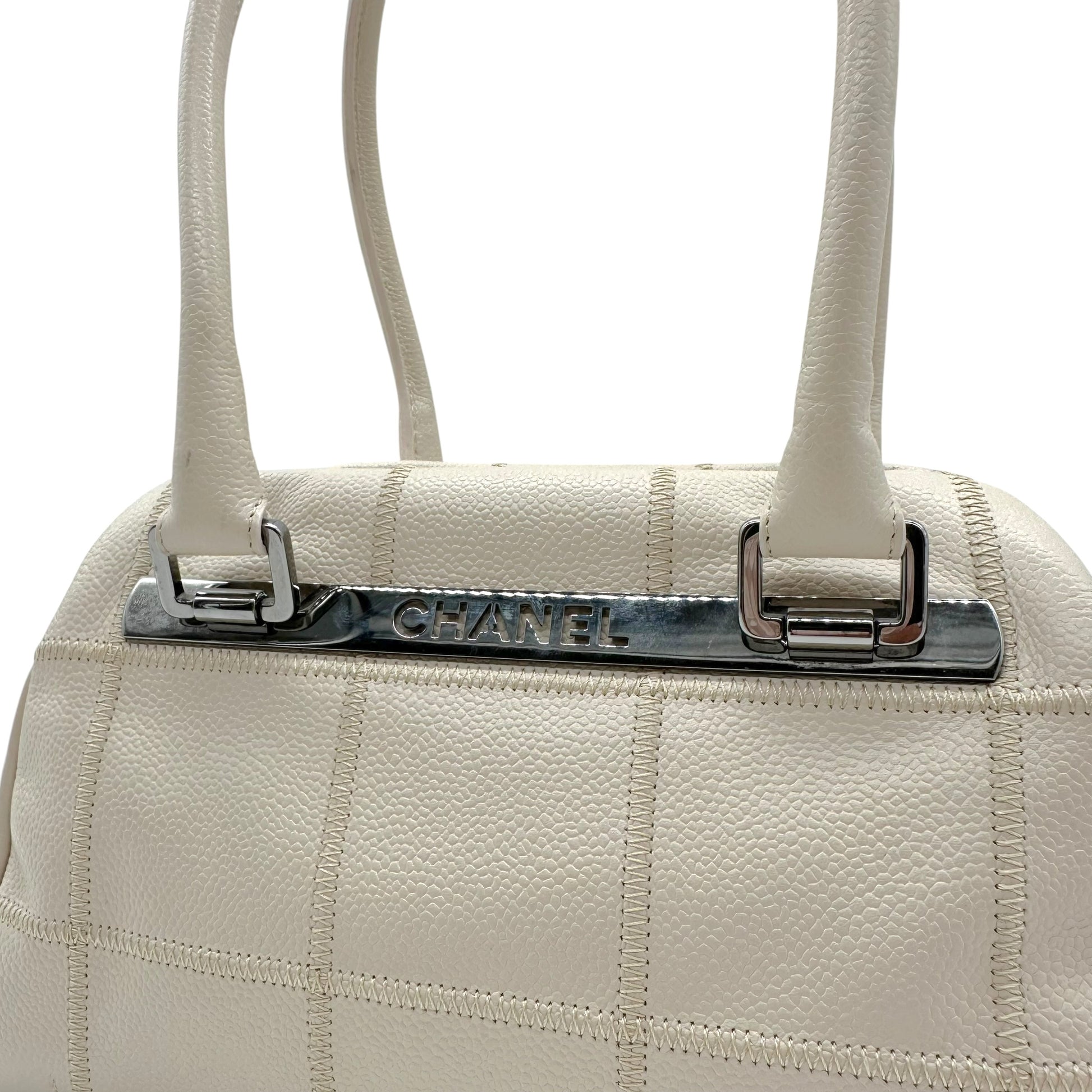 Chanel Ivory Caviar Leather Small Bowler Shoulder Bag