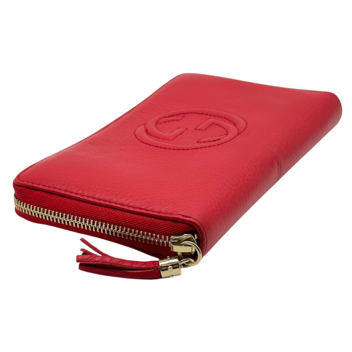 Gucci Red Leather Wallet with Zip Closure
