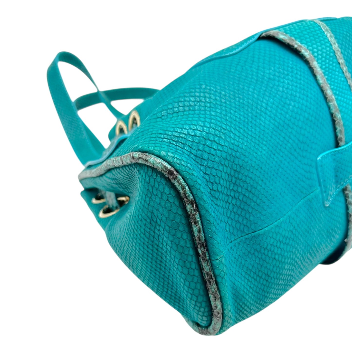Jimmy Choo Turquoise Suede & Python Trim Shoulder Bag