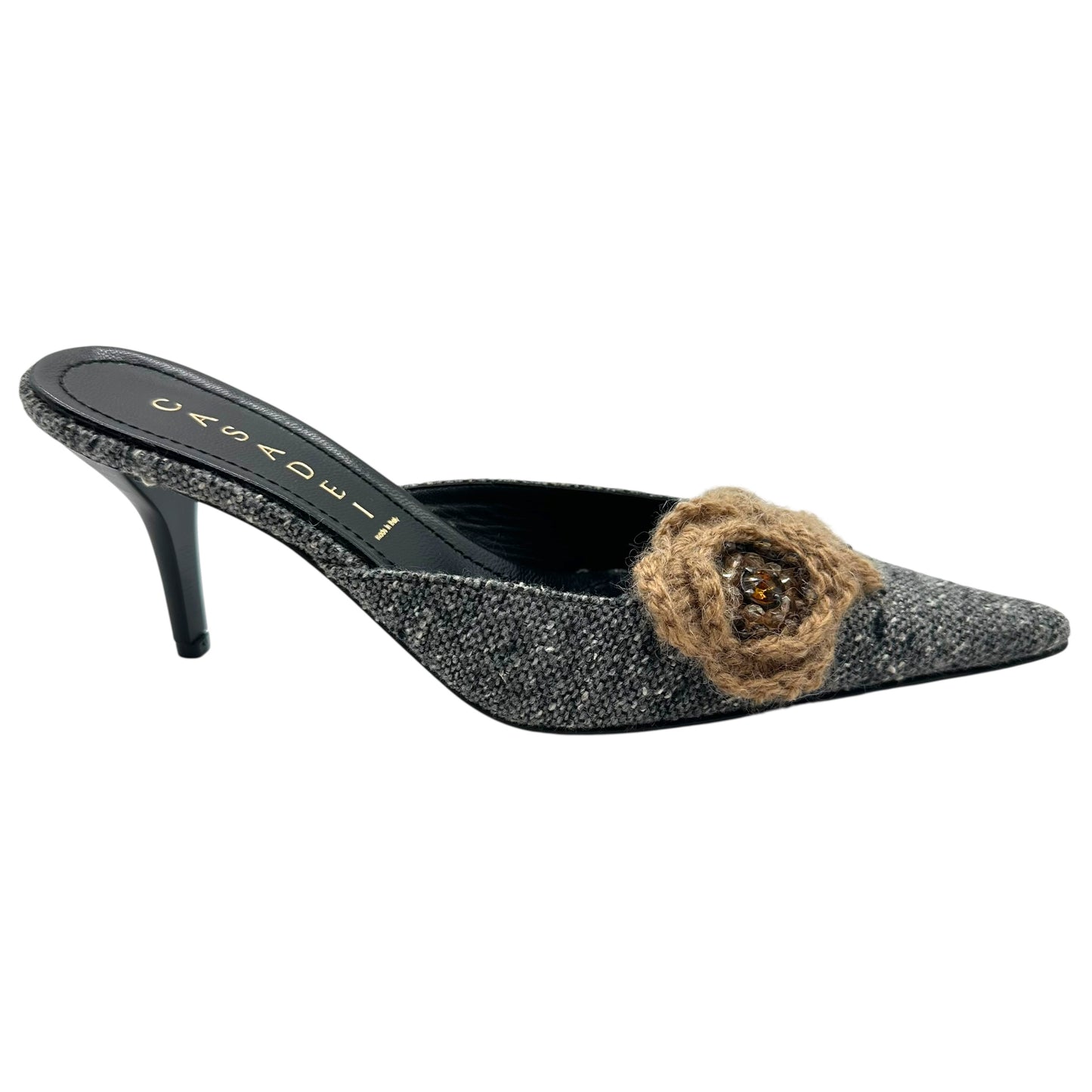 Casadei Tweed & Knit Kitten Heel Mules