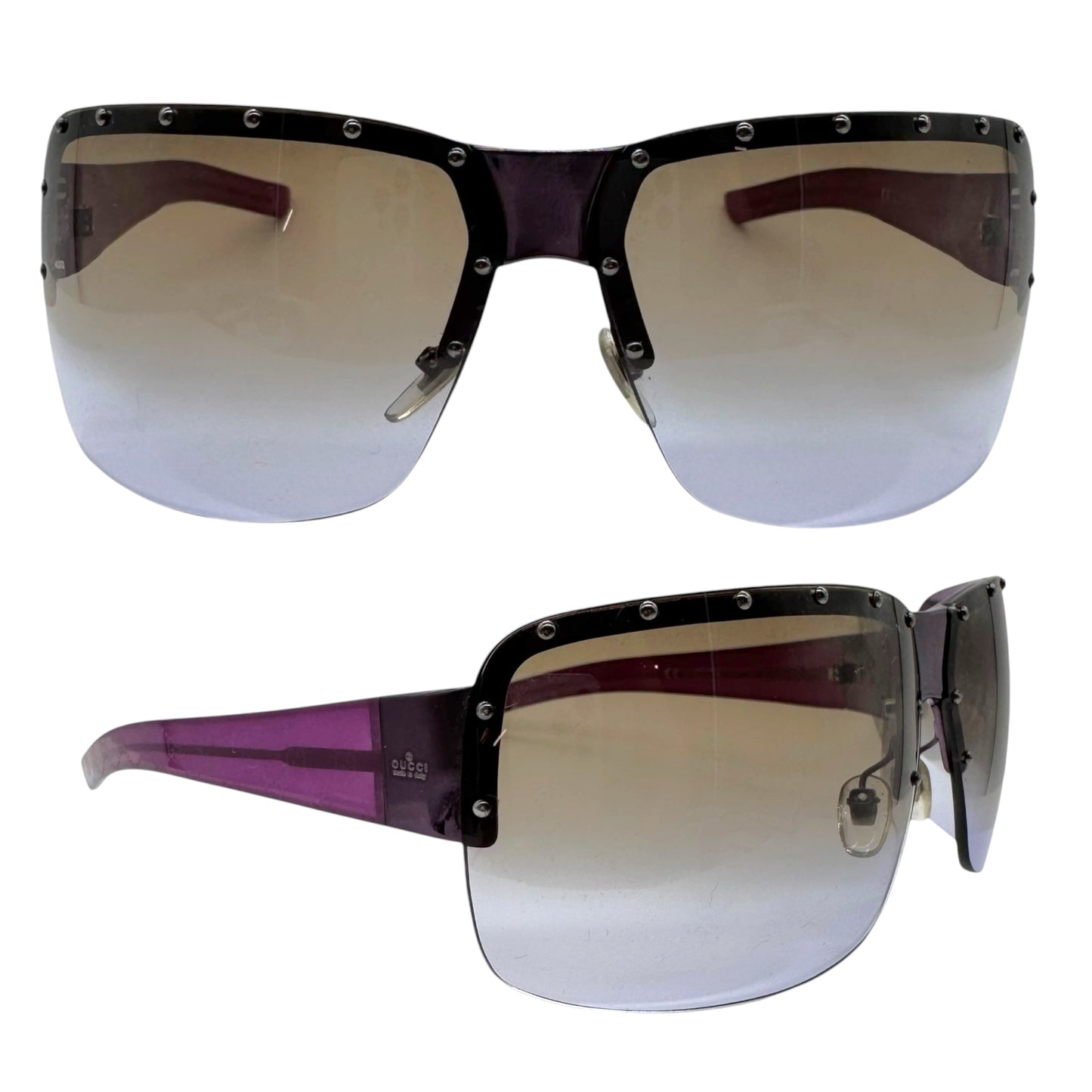 Gucci Purple Gradient Studded Lens Oversized Sunglasses w/ Case GG1819/S