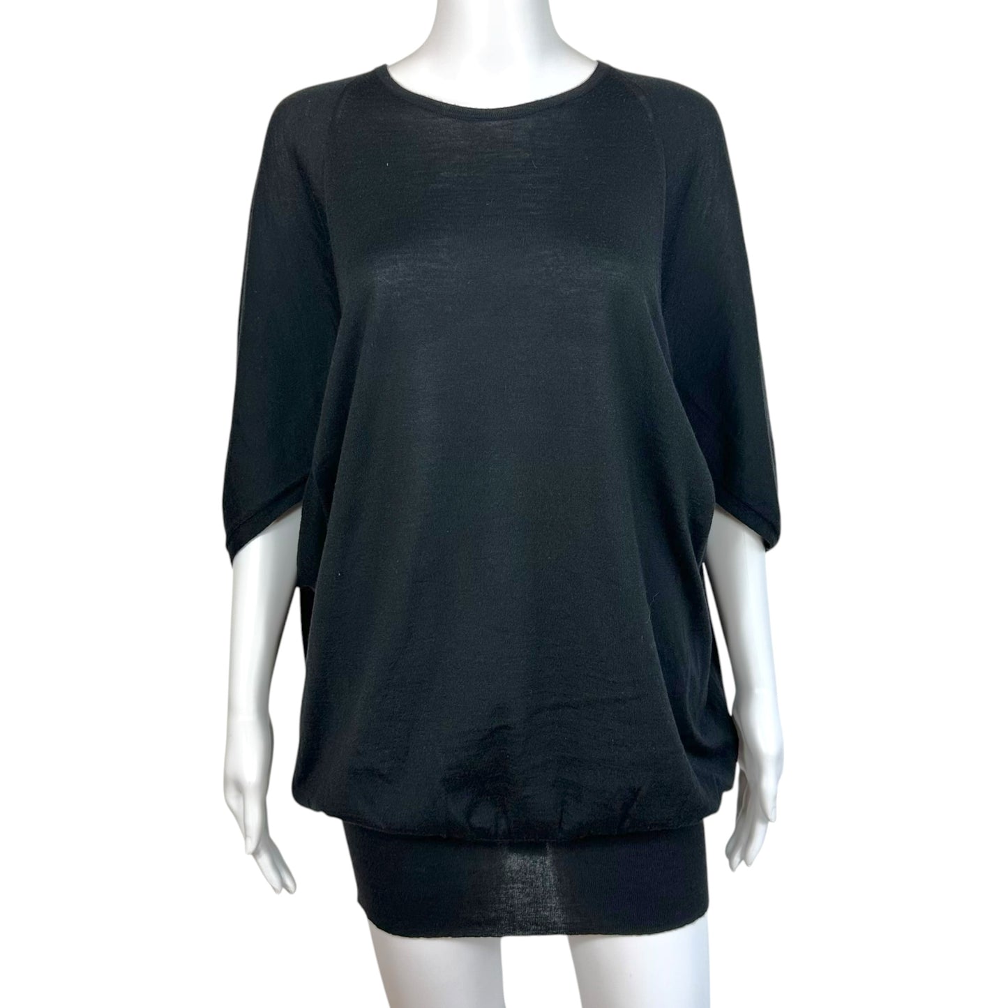 Gucci Black Cashmere & Wool Knit Dolman Sleeve Tunic Top
