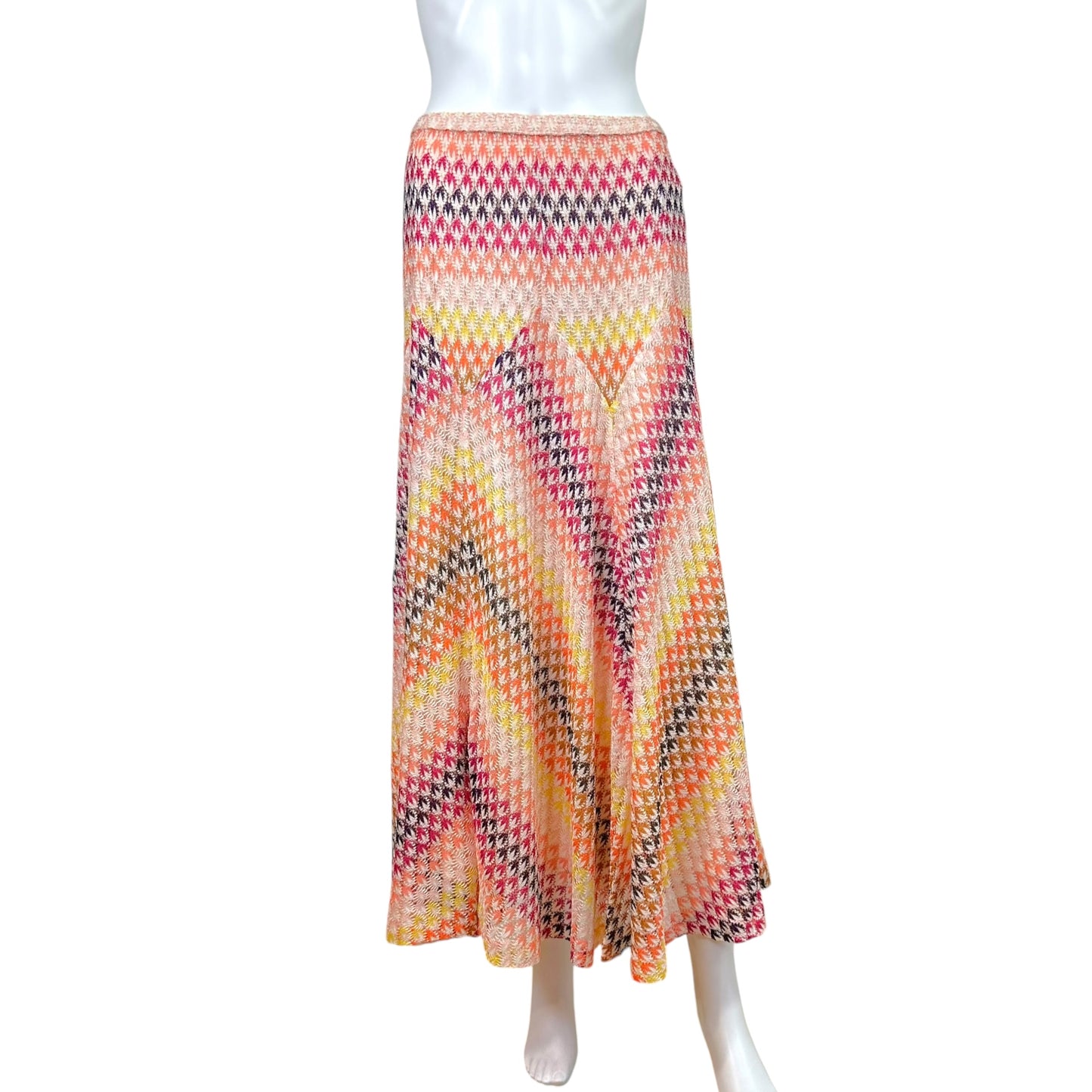 Missoni Pink & Orange Knit Flared Midi Skirt