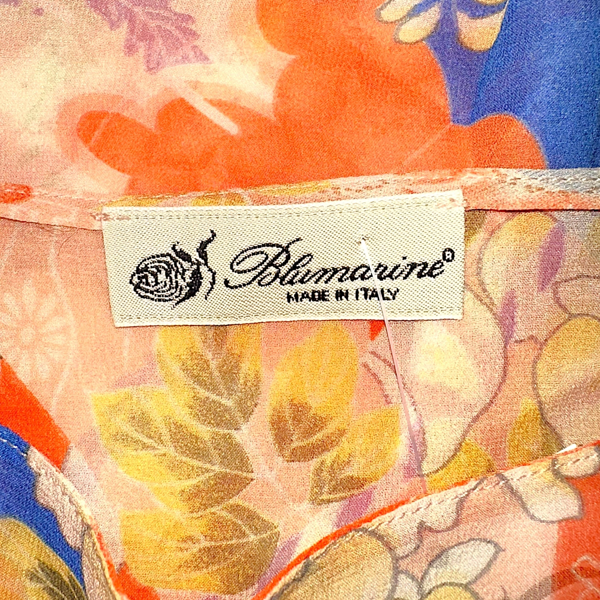 Blumarine Orange & Yellow Floral Print Sheer Cropped Blouse - Outfit Repeater