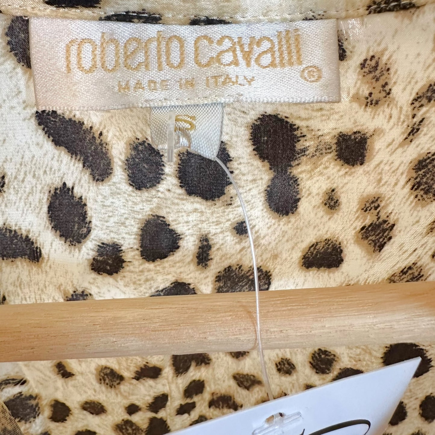 Roberto Cavalli 90's Silk Leopard Print 3/4 Sleeve Blouse
