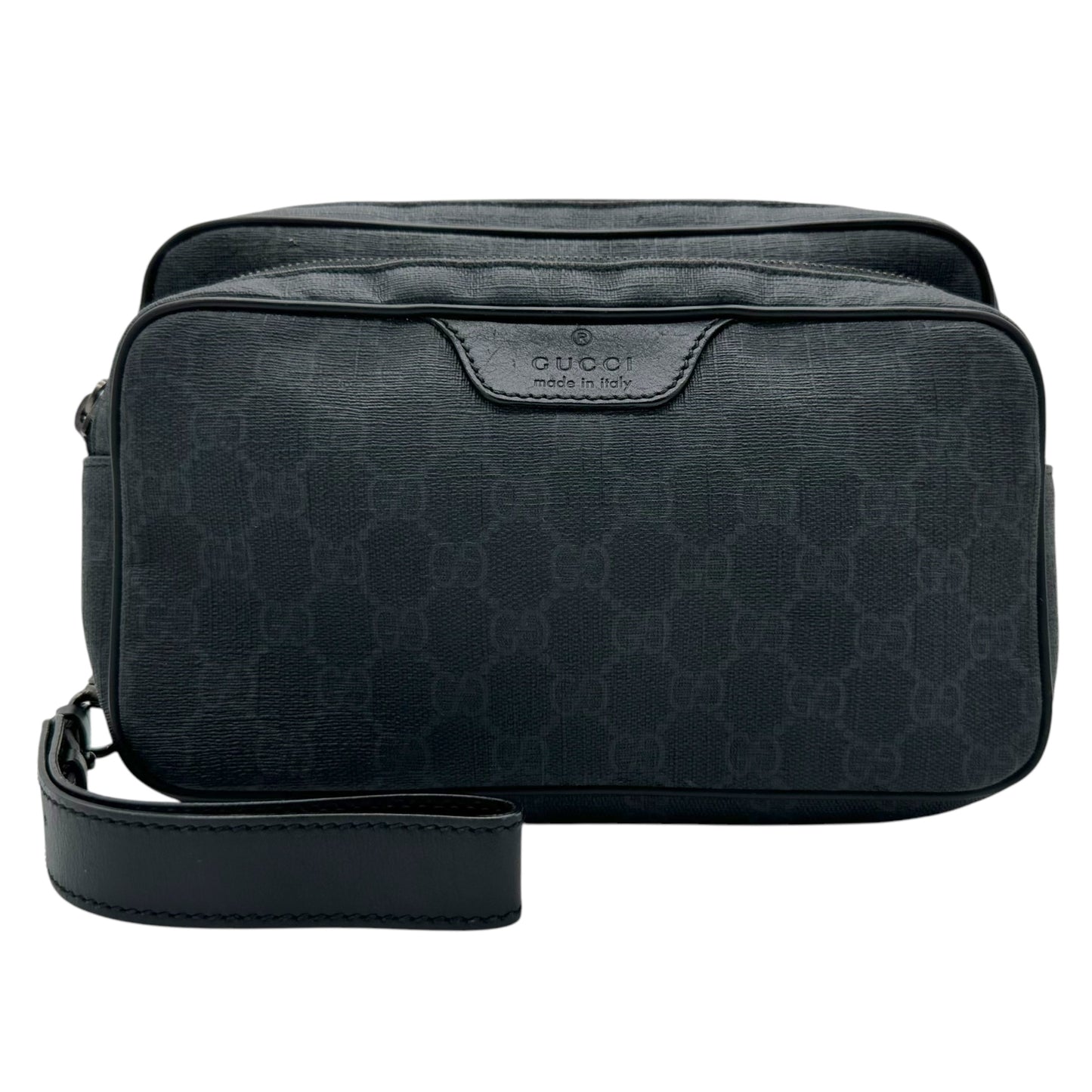 Gucci Black Monogram Cosmetic / Toiletry Bag