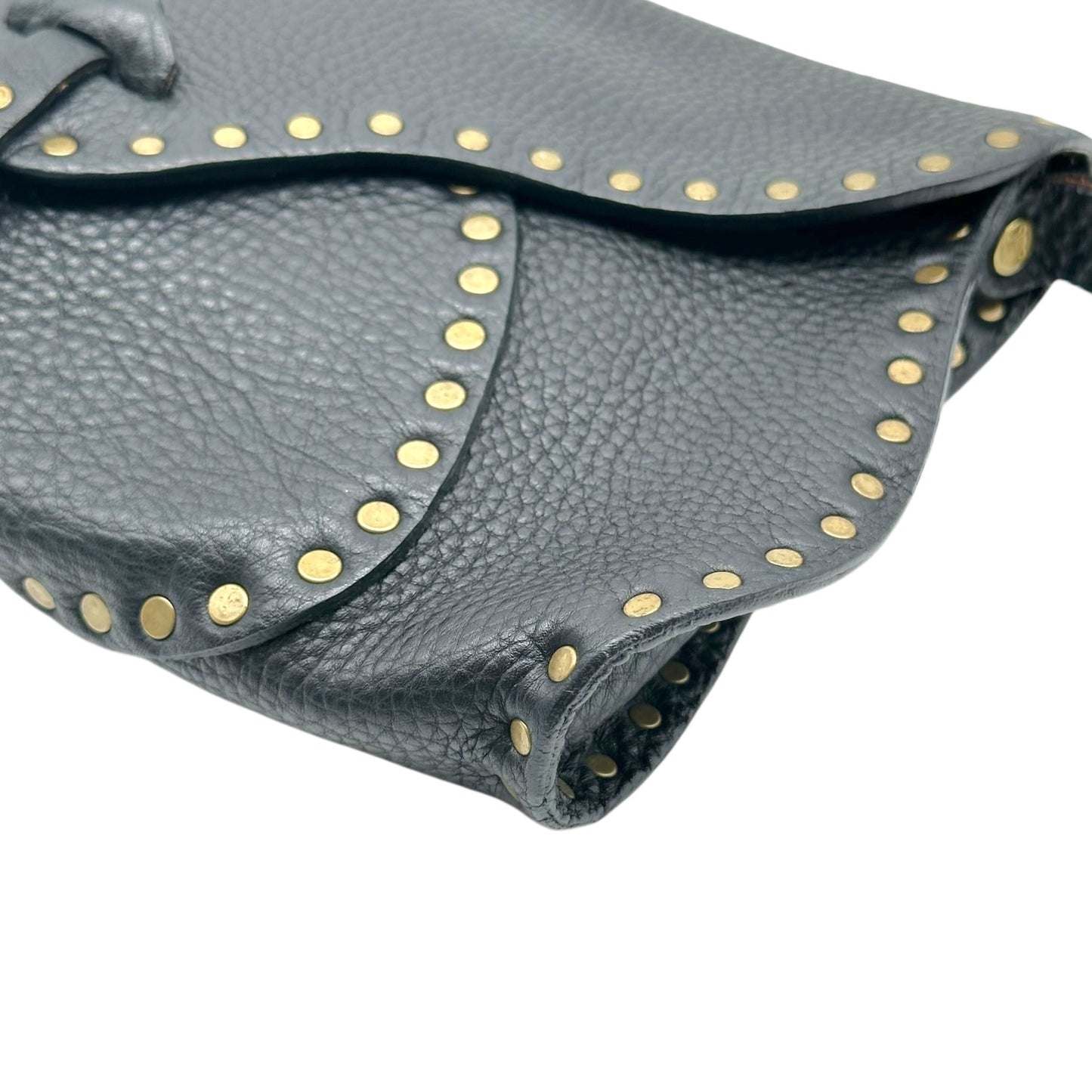 Celine Black Leather Studded Poulbot Shoulder Bag