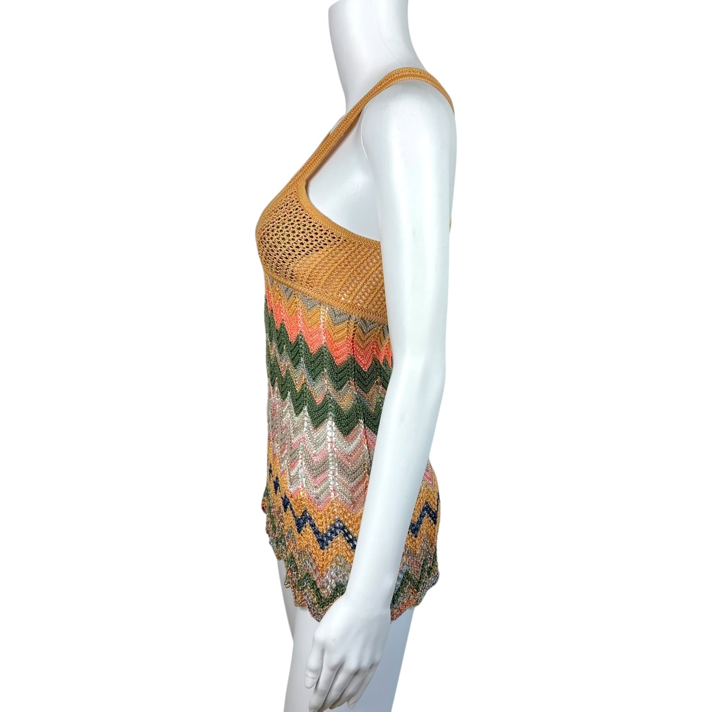 Missoni Multicolor Chevron Knit Semi-Sheer Cross Back Tank