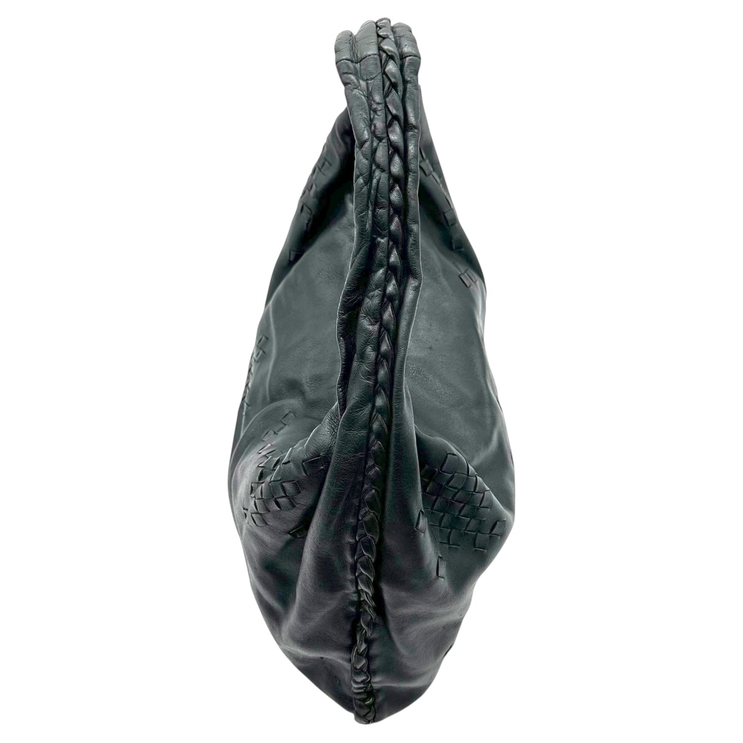 Bottega Veneta Black Intrecciato Woven Patchwork Hobo Bag