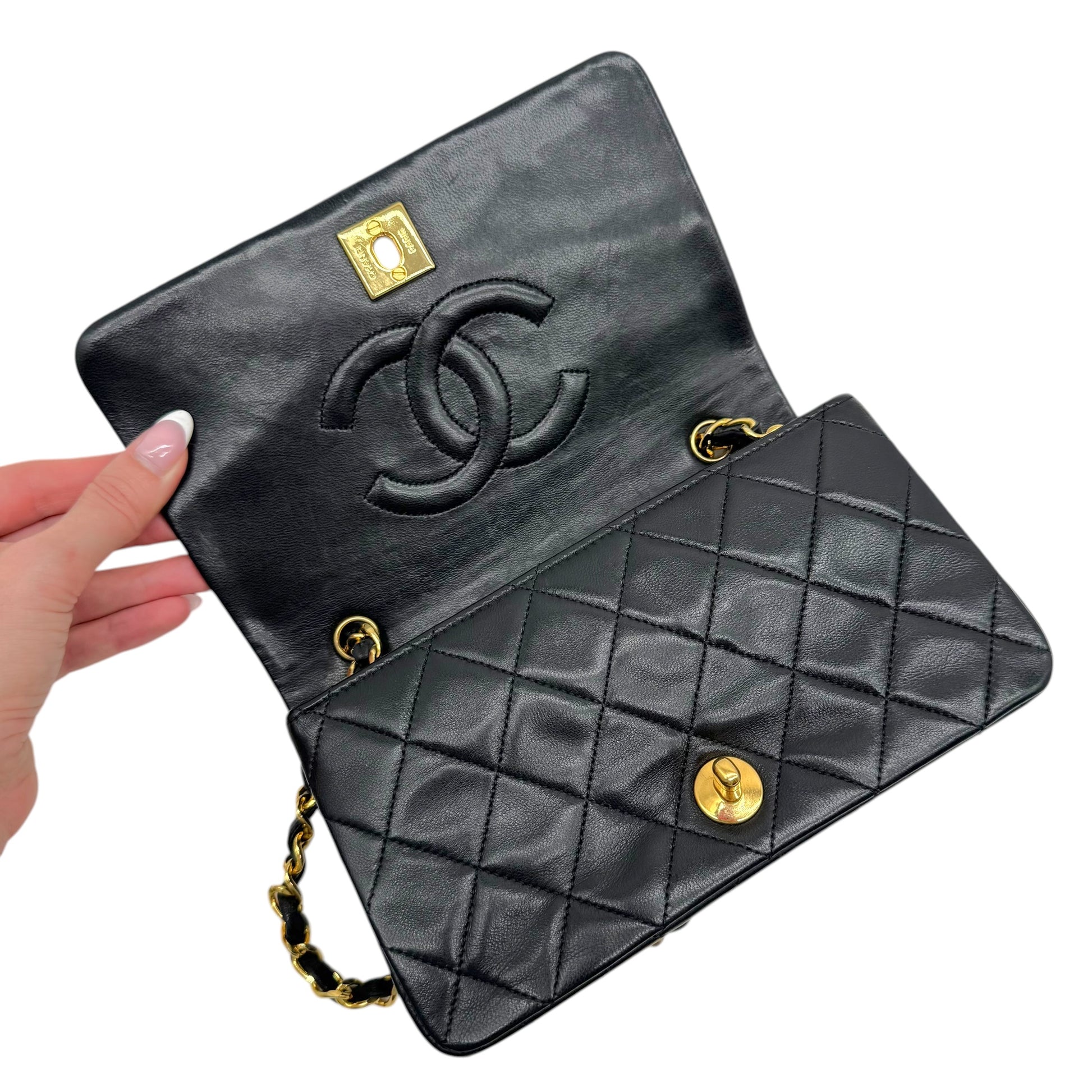 Chanel Black Matelasse Lambskin Small Crossbody Bag
