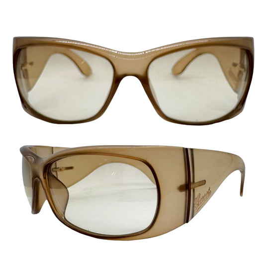 Gucci Wrap Sunglasses Light Brown Tinted Clear Lens