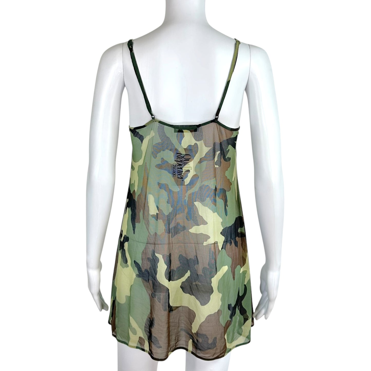 Christian Dior Camouflage Print Mesh Slip Mini Dress