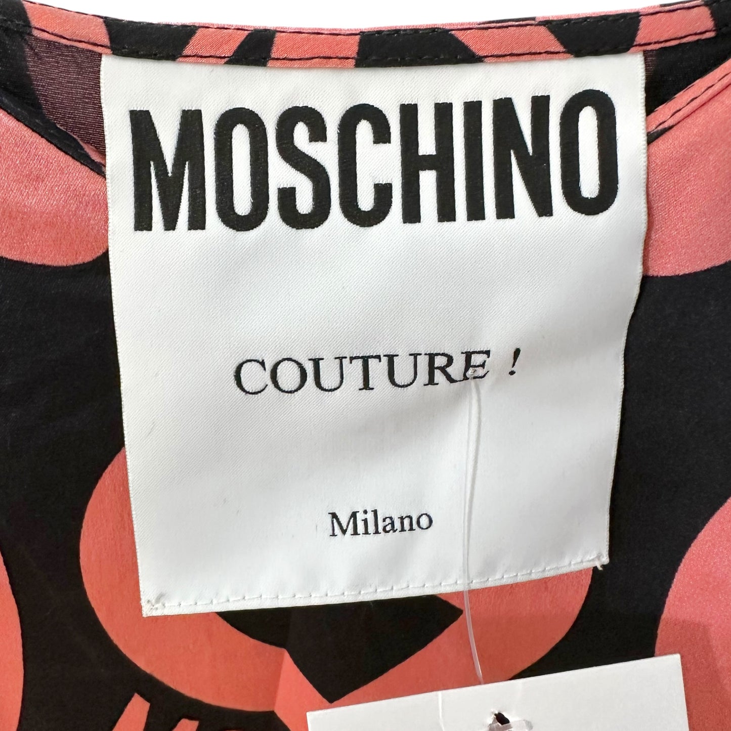 Moschino Silk Mini Dress Pink Black Peace Sign Print