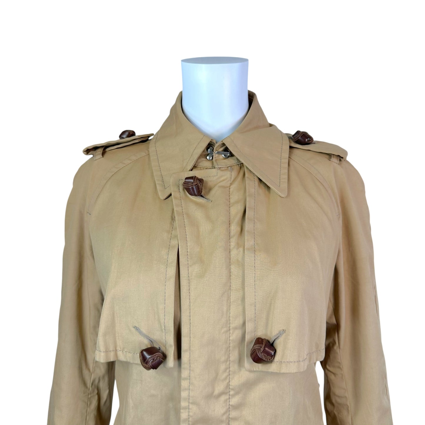 Dsquared2 Beige Trench Coat With Woven Leather Buttons