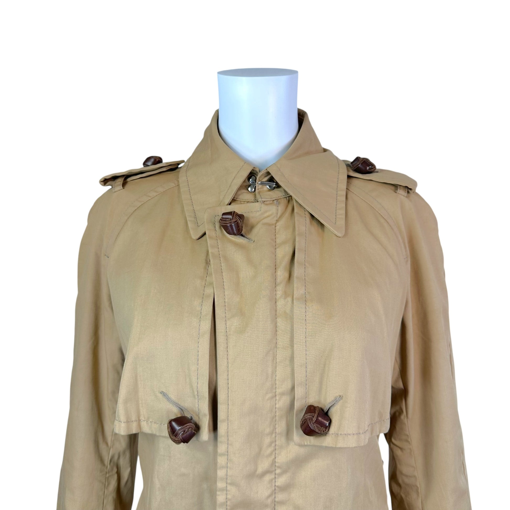 Dsquared2 Beige Trench Coat With Woven Leather Buttons