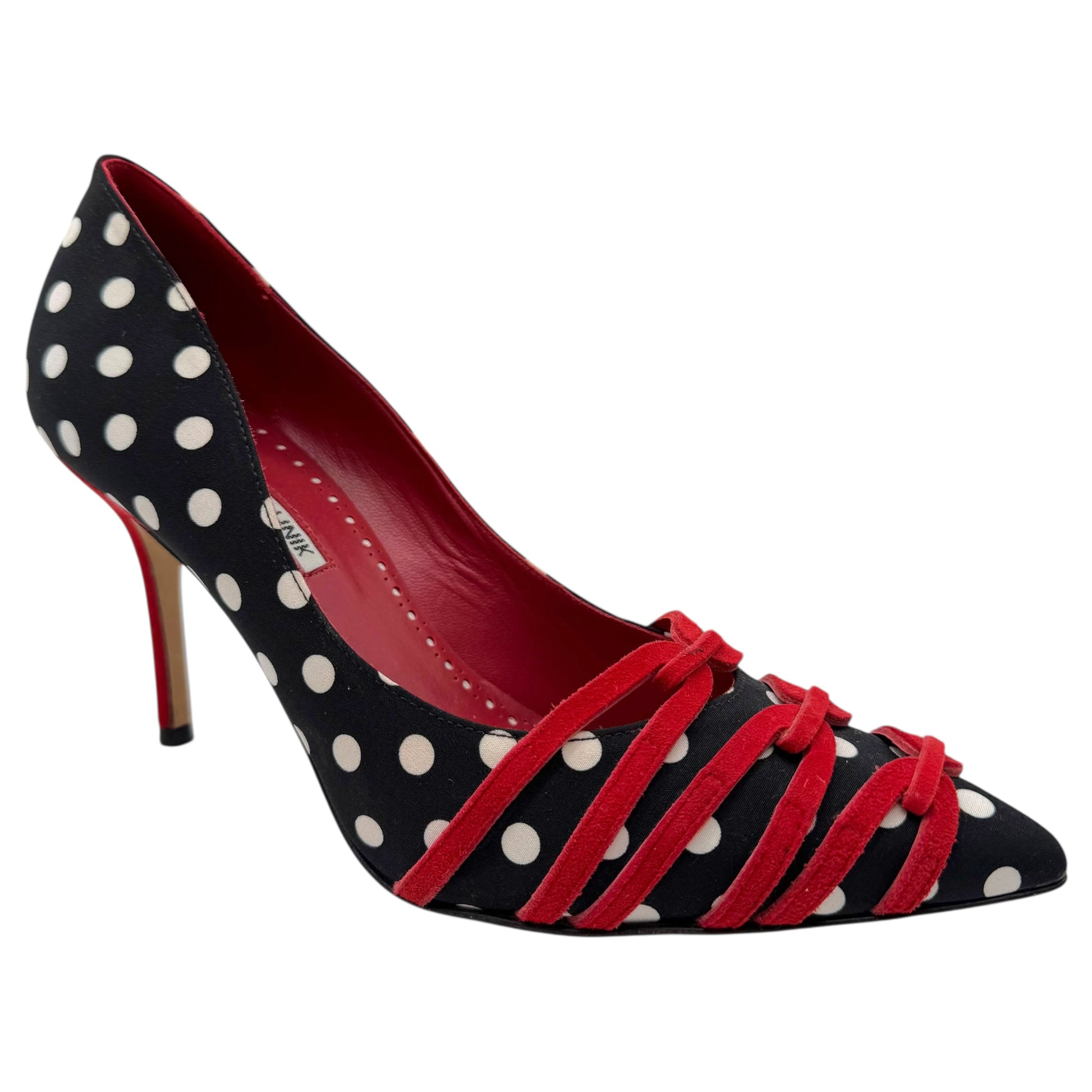 Manolo Blahnik Black & Red Polka Dot Heels - Outfit Repeater