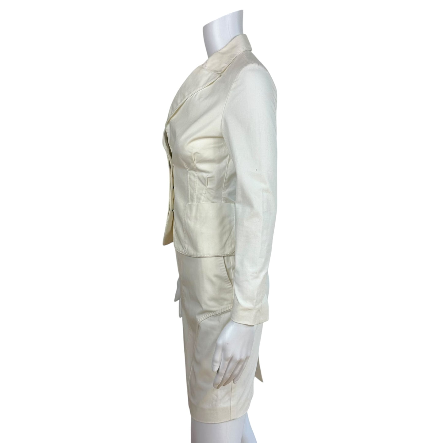 Gucci by Tom Ford S/S 2002 White Denim Jacket & Midi Skirt Set