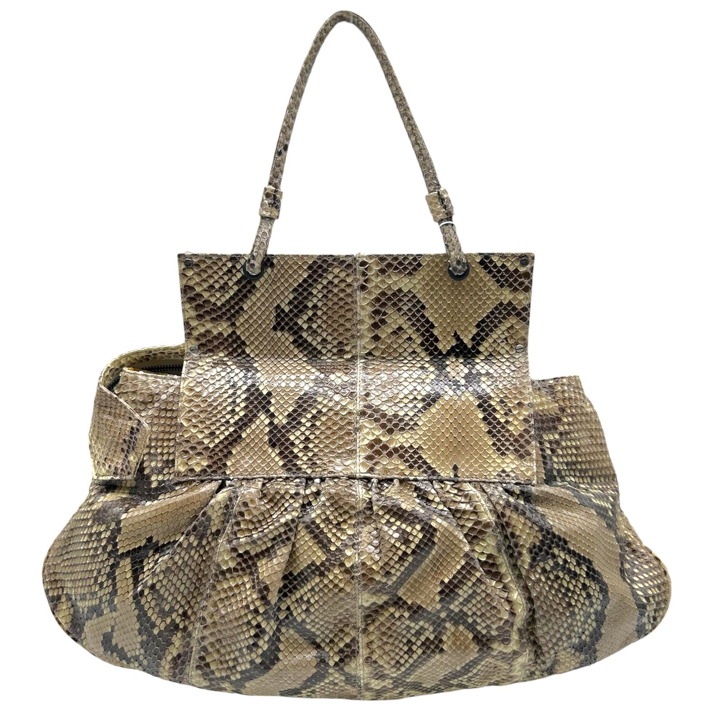 Fendi Beige Python Convertible Clutch Shoulder Bag
