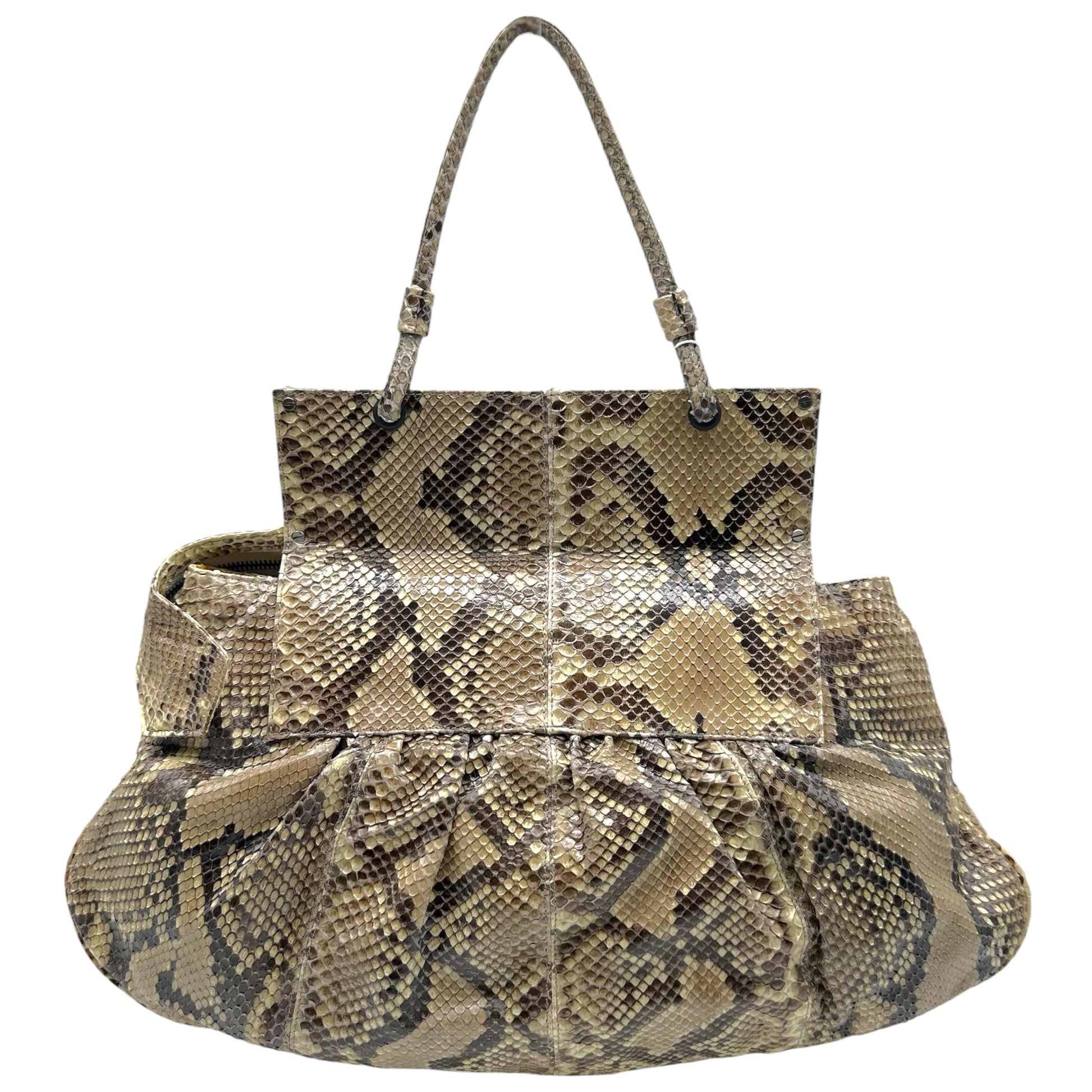 Fendi Beige Python Convertible Clutch Shoulder Bag