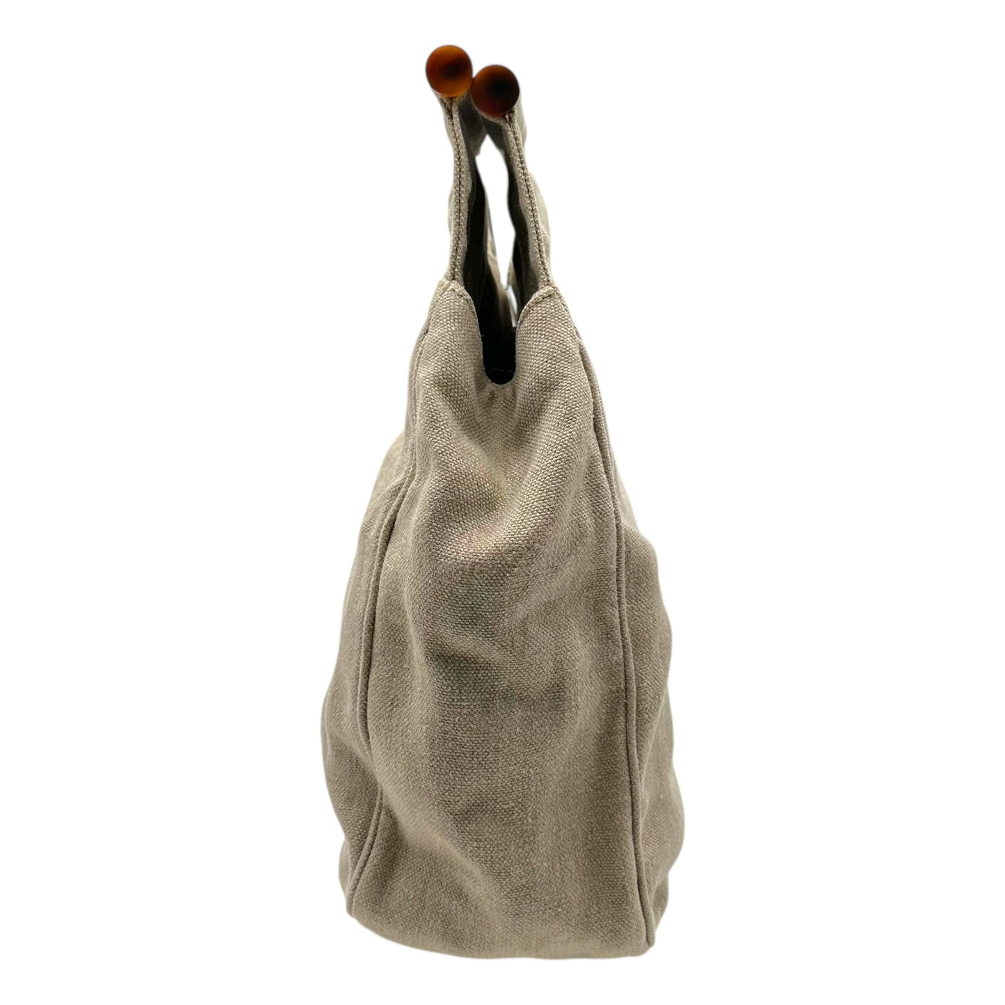 Chanel Large Beige Fabric & Plastic Handle Logo Clutch Bag 1996-97