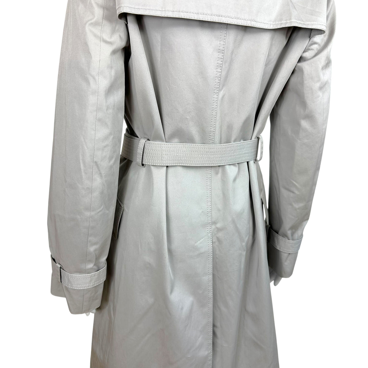 Gucci Light Gray Trench Coat with Gold GG Logo Belt