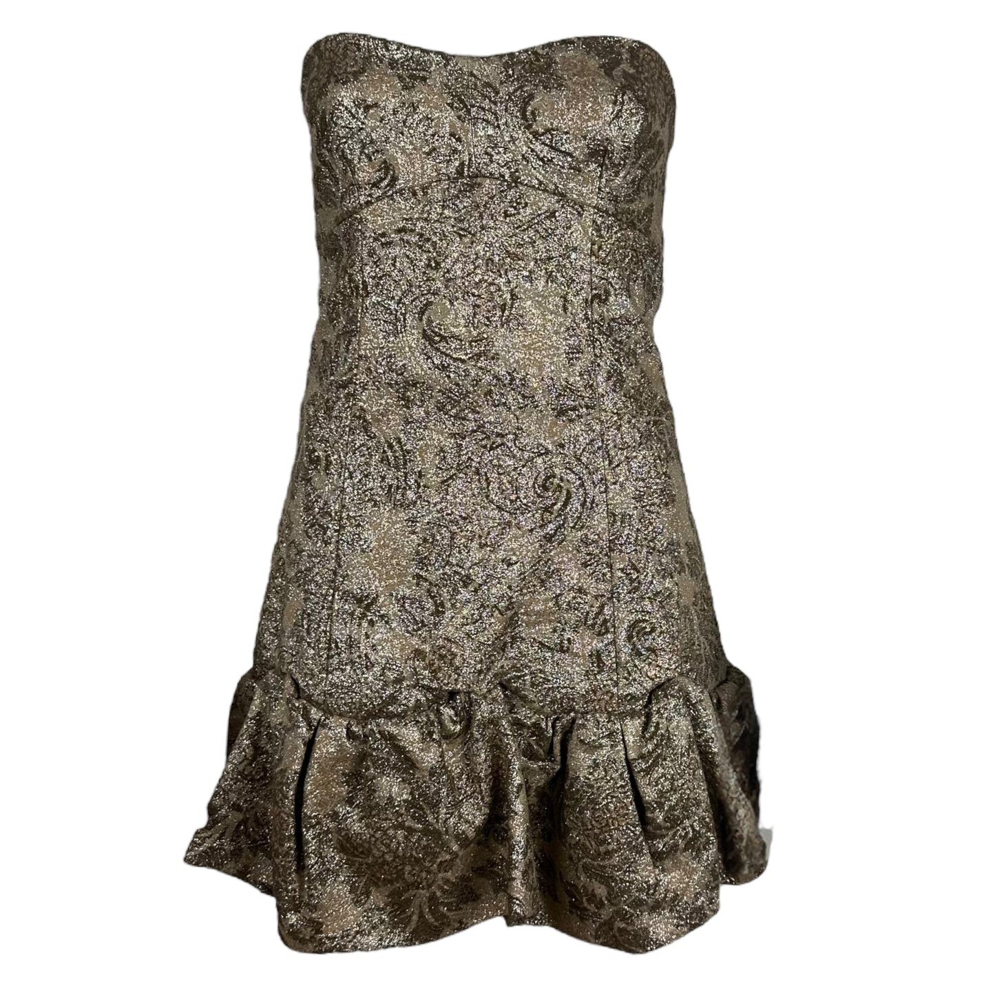 Dolce & Gabbana Gold Jacquard Corseted Mini Dress XS