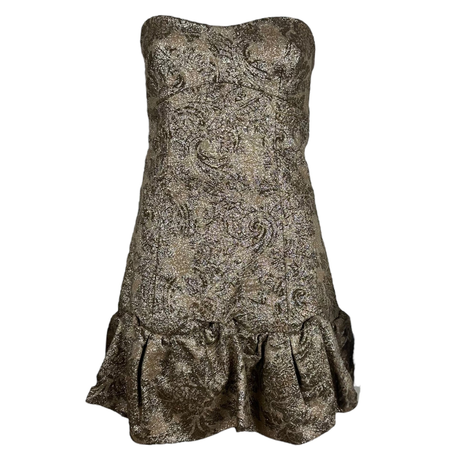 Dolce & Gabbana Gold Jacquard Corseted Mini Dress XS