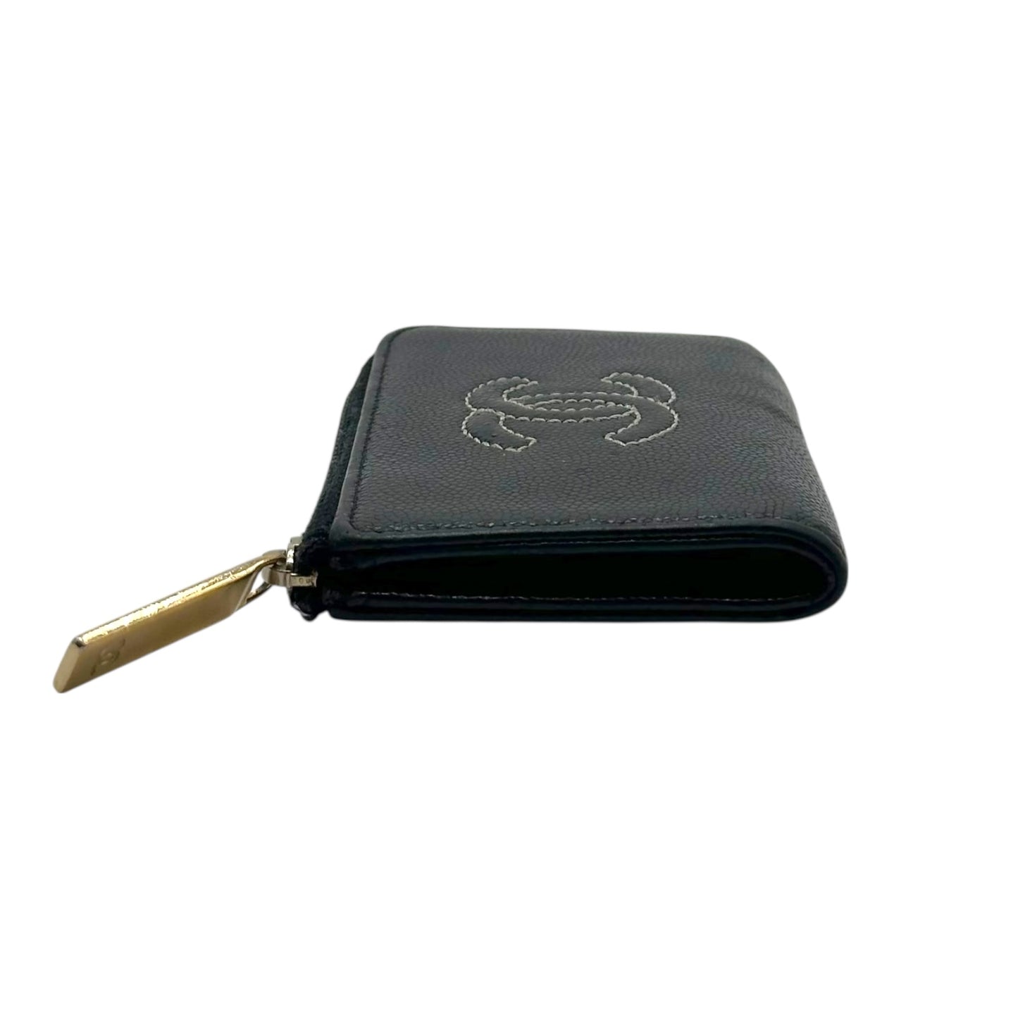 Chanel Black Caviar Contrast Stitch Key Pouch - Outfit Repeater