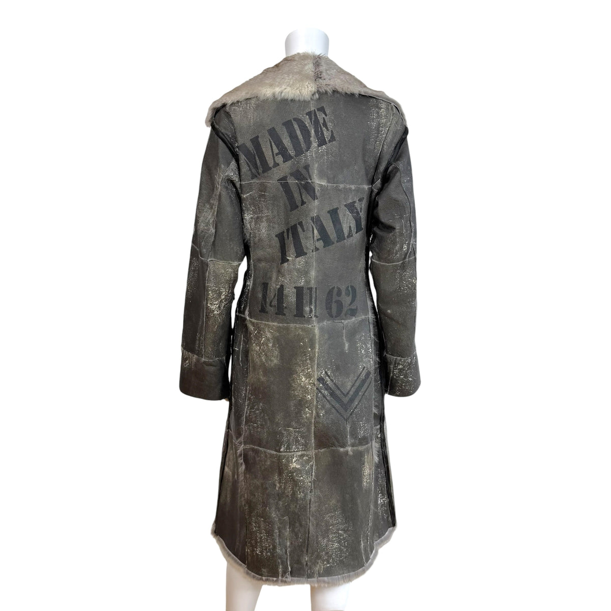 Dolce & Gabbana Gray Rabbit Fur Patchwork Mid-Length Coat