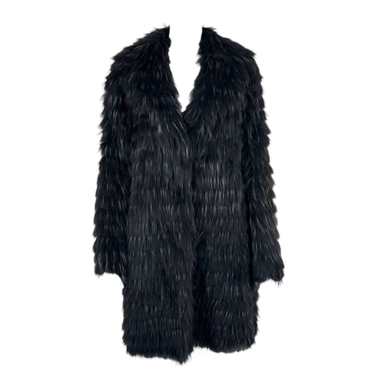 Moga Black Raccoon Fur Knee Length Coat
