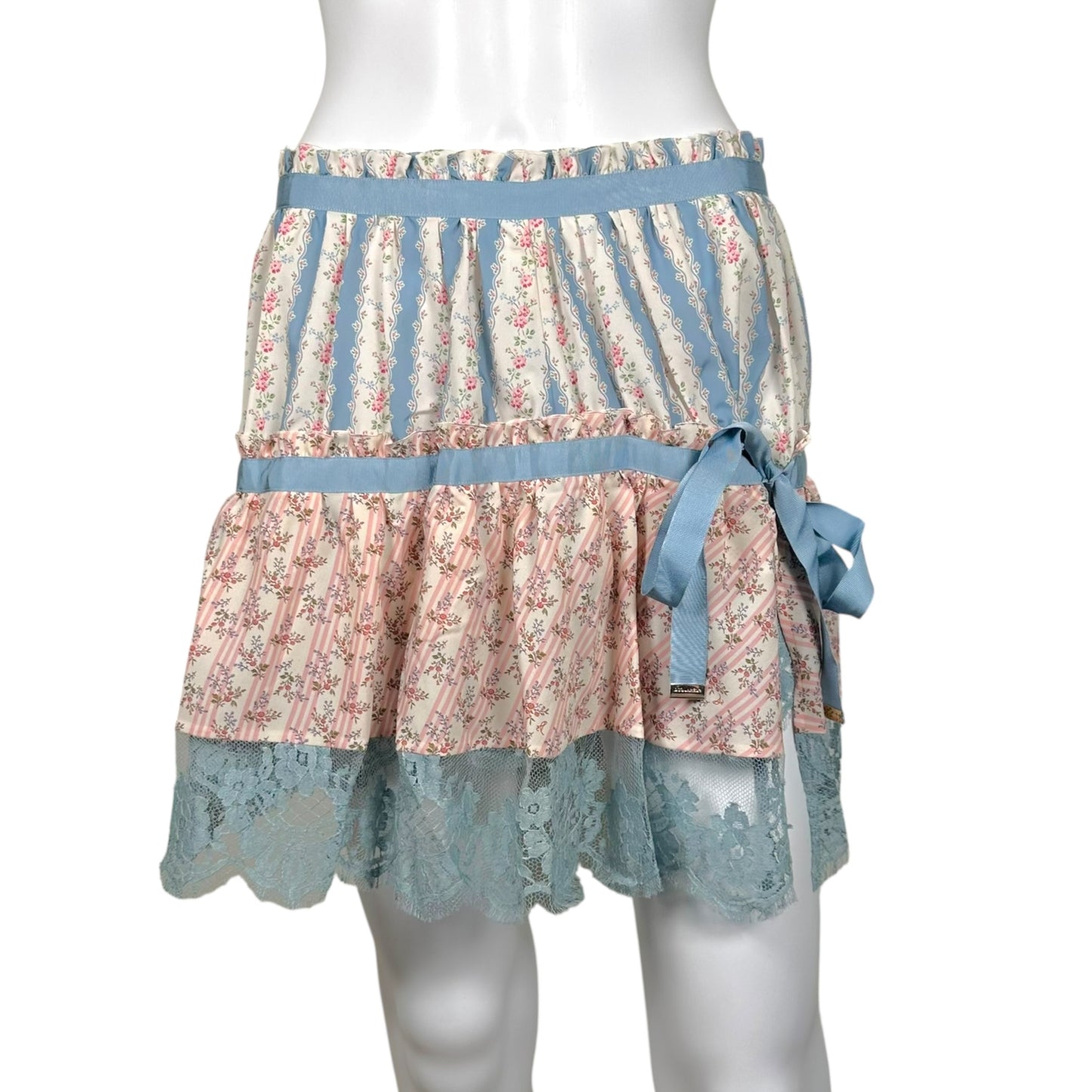 Dsquared2 S/S 2022 Runway Sample Pink & Blue Printed Mini Skirt