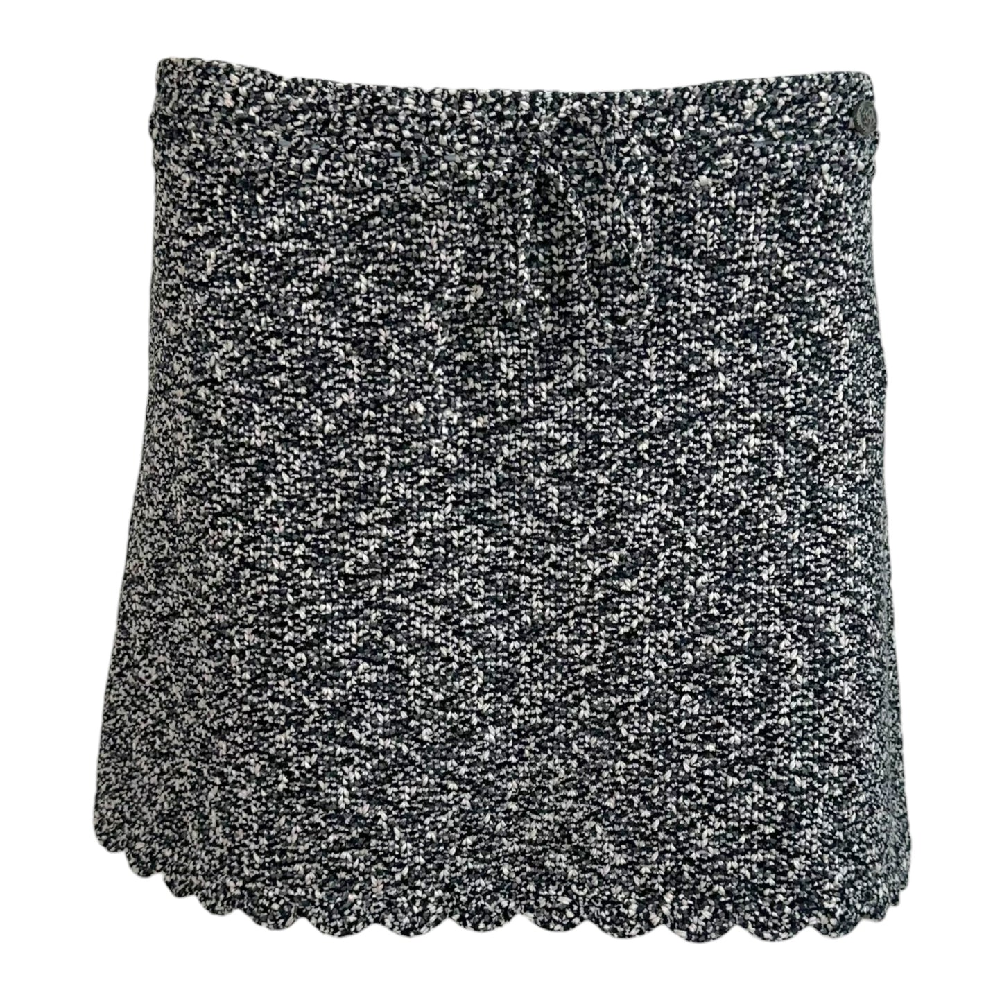 Chanel Black & White Scalloped Hem Cotton Knit Mini Skirt