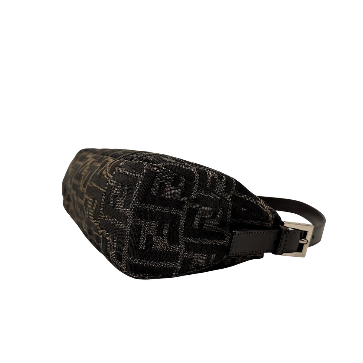 Fendi Brown Zucca Monogram Fold-Over Baguette Bag