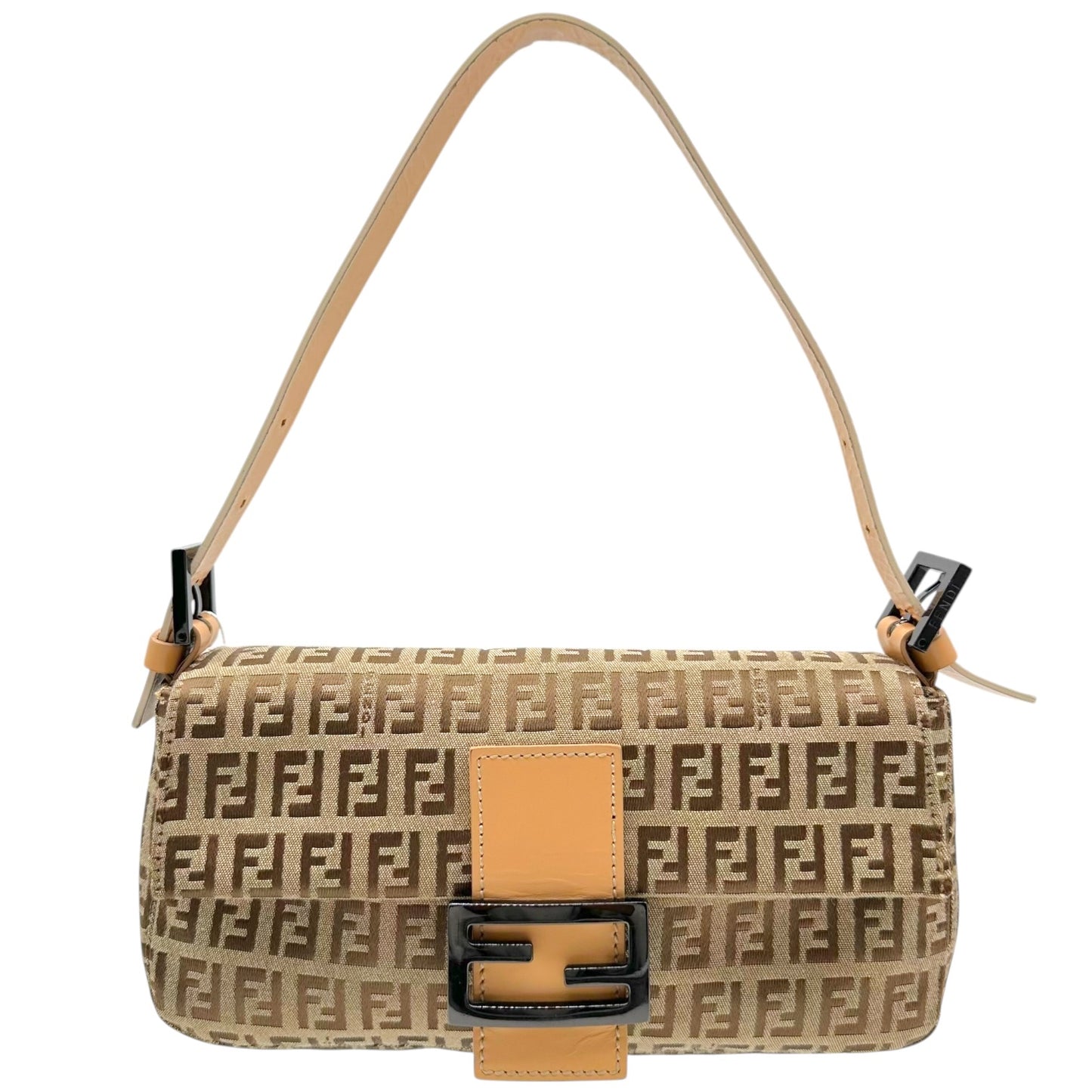 Fendi Baguette Bag Tan Zucchino Monogram Fabric
