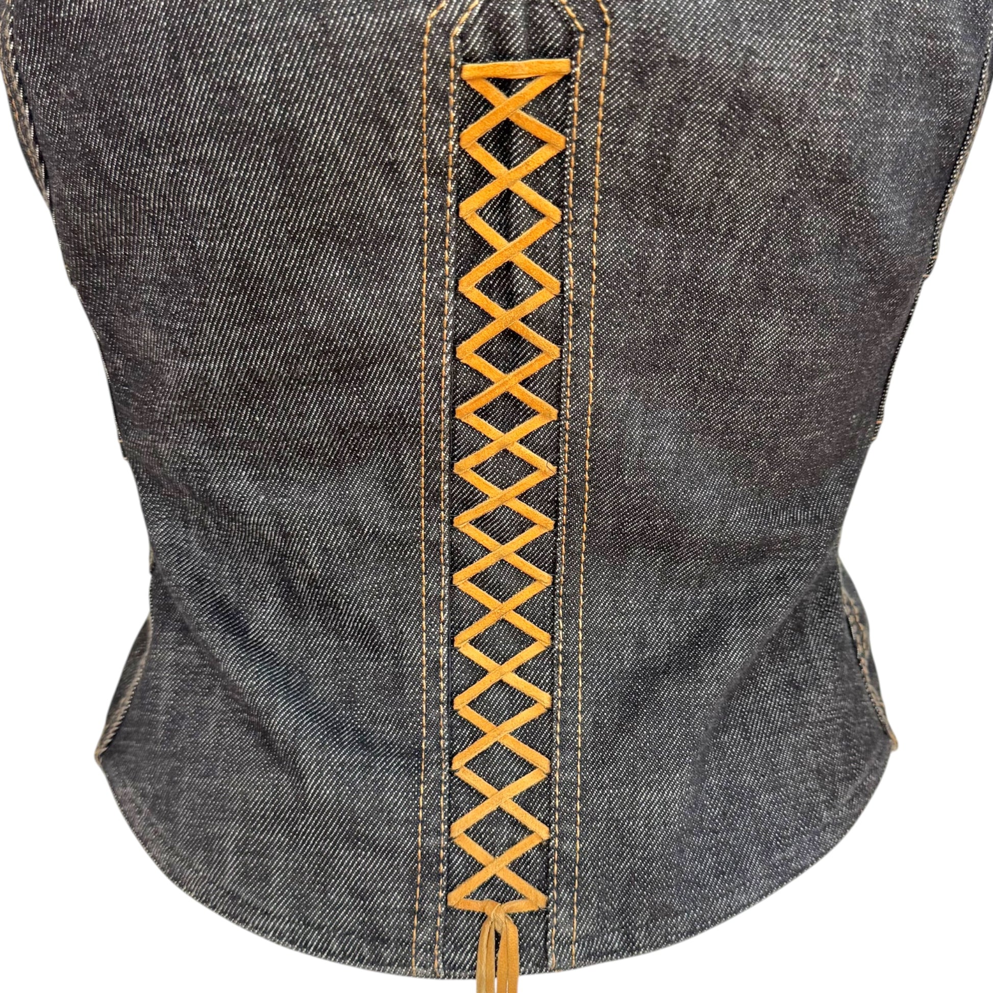 Dolce & Gabbana Denim Butterfly Patchwork Vest Top