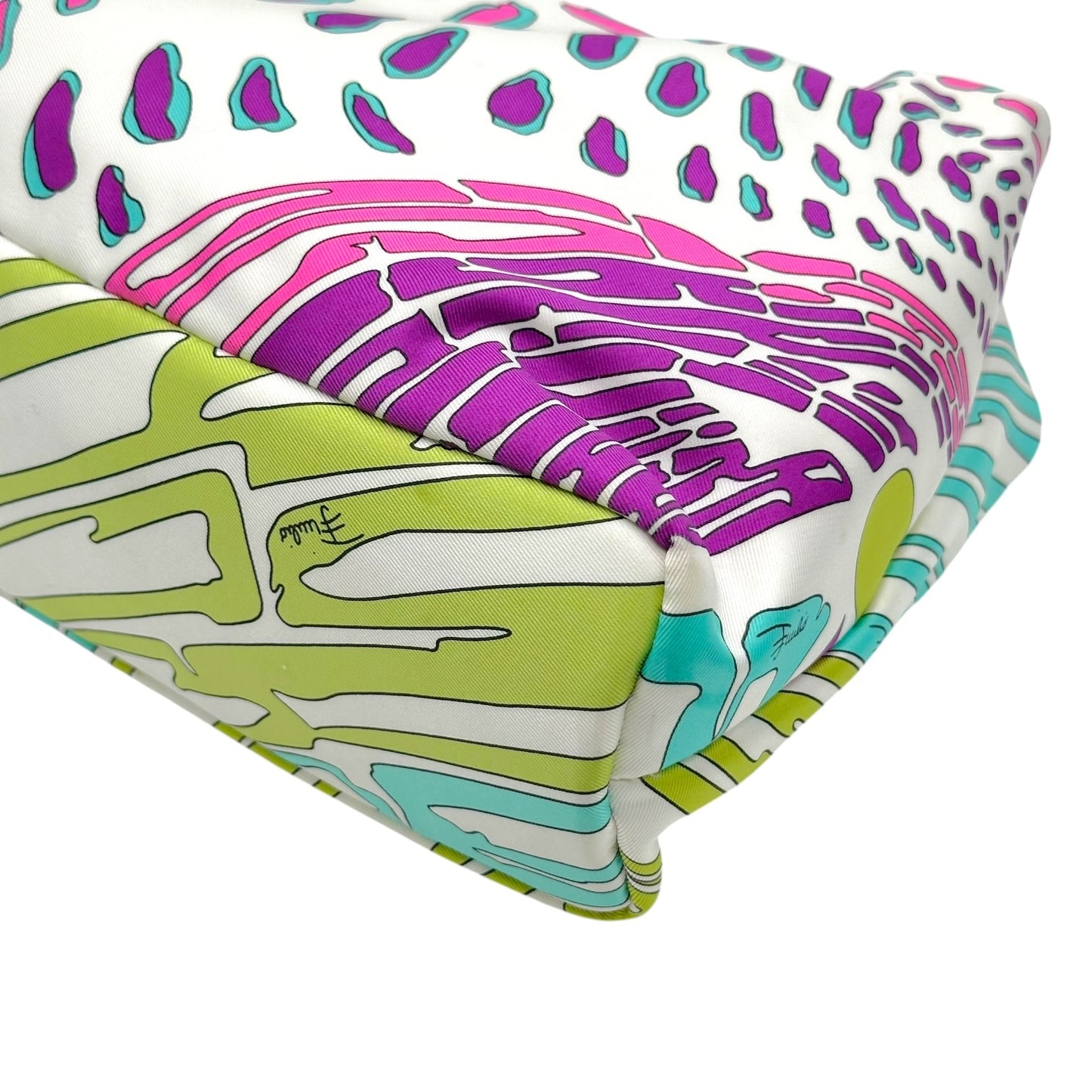 Emilio Pucci Teal Green & Pink Printed Silk Pochette Bag