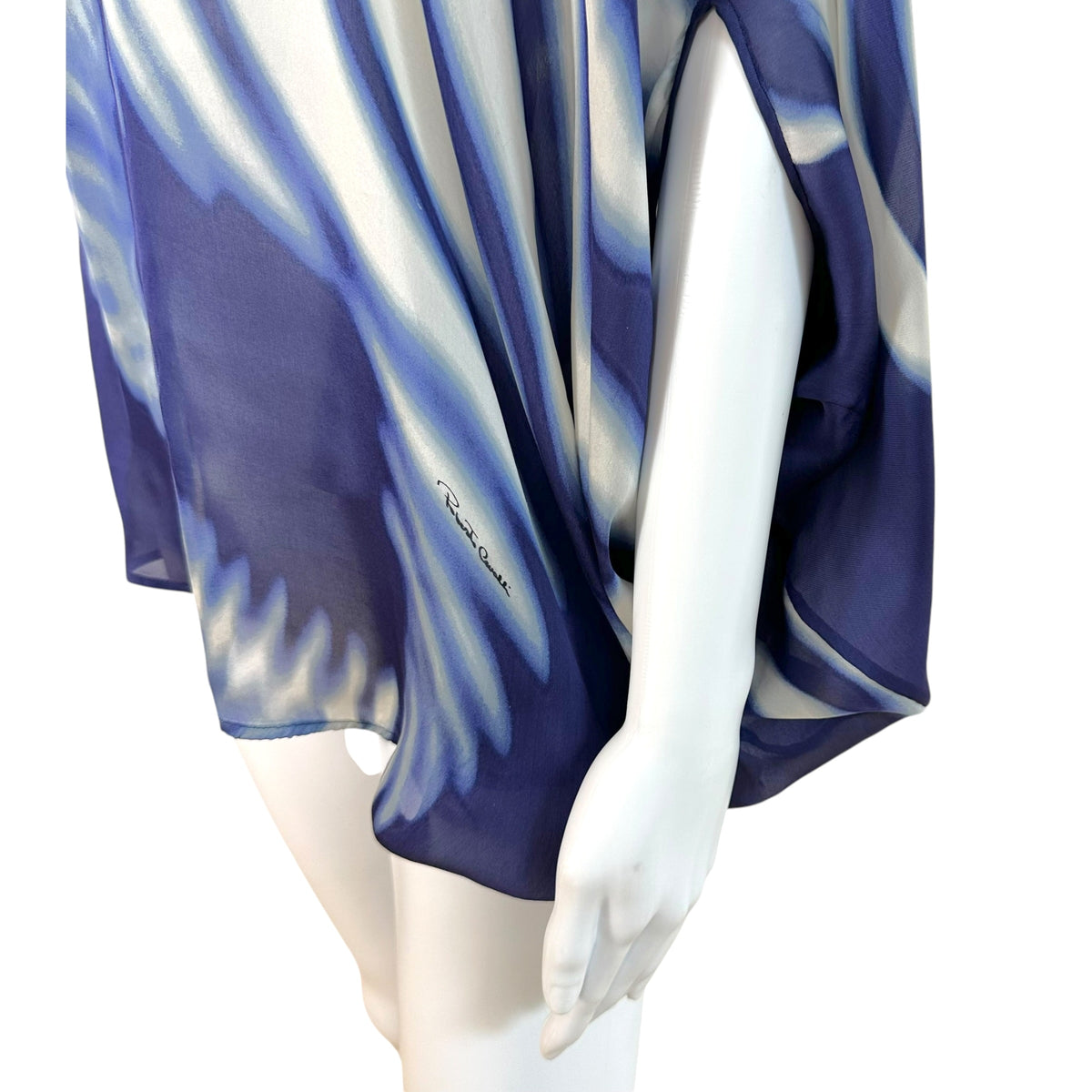 Roberto Cavalli Sheer Silk Asymmetrical Dolman Blouse