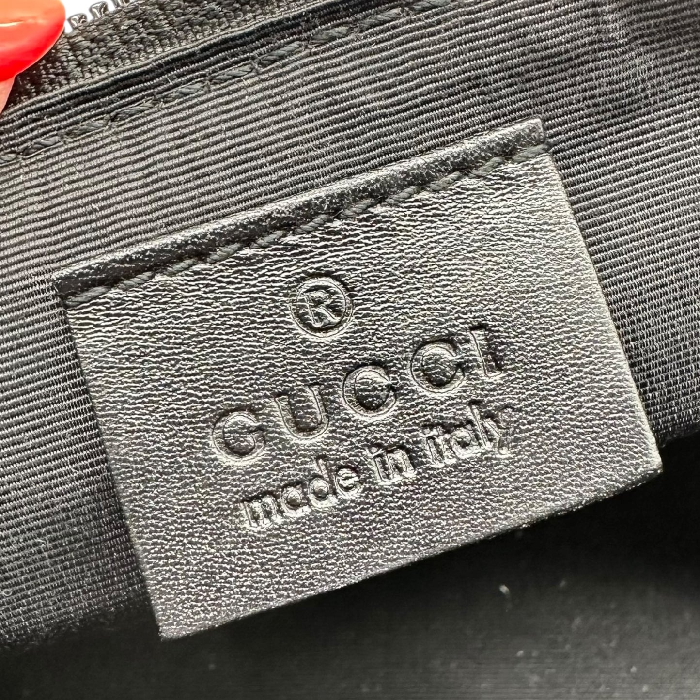 Gucci Gray Denim Monogram Pochette Boat Bag
