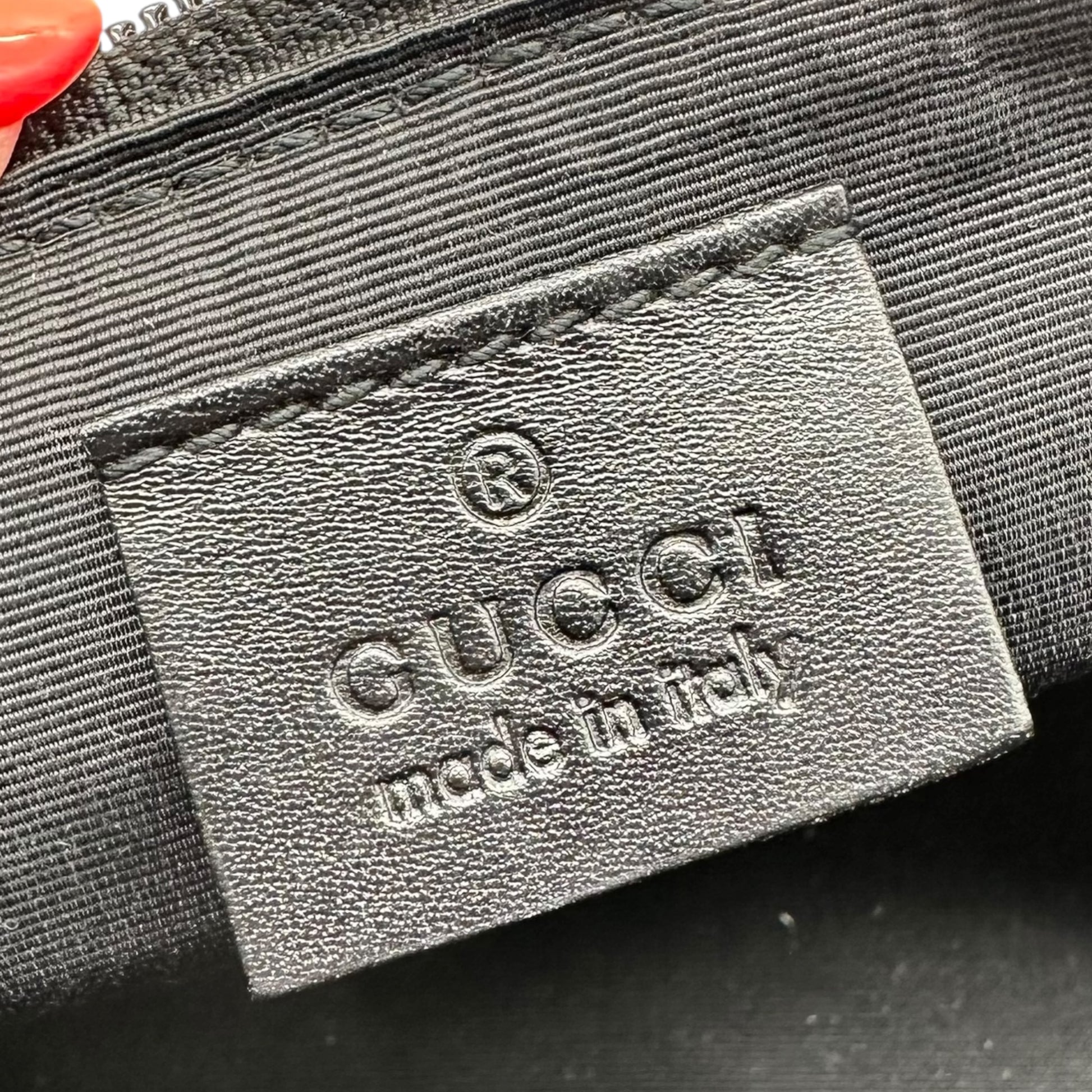 Gucci Gray Denim Monogram Pochette Boat Bag