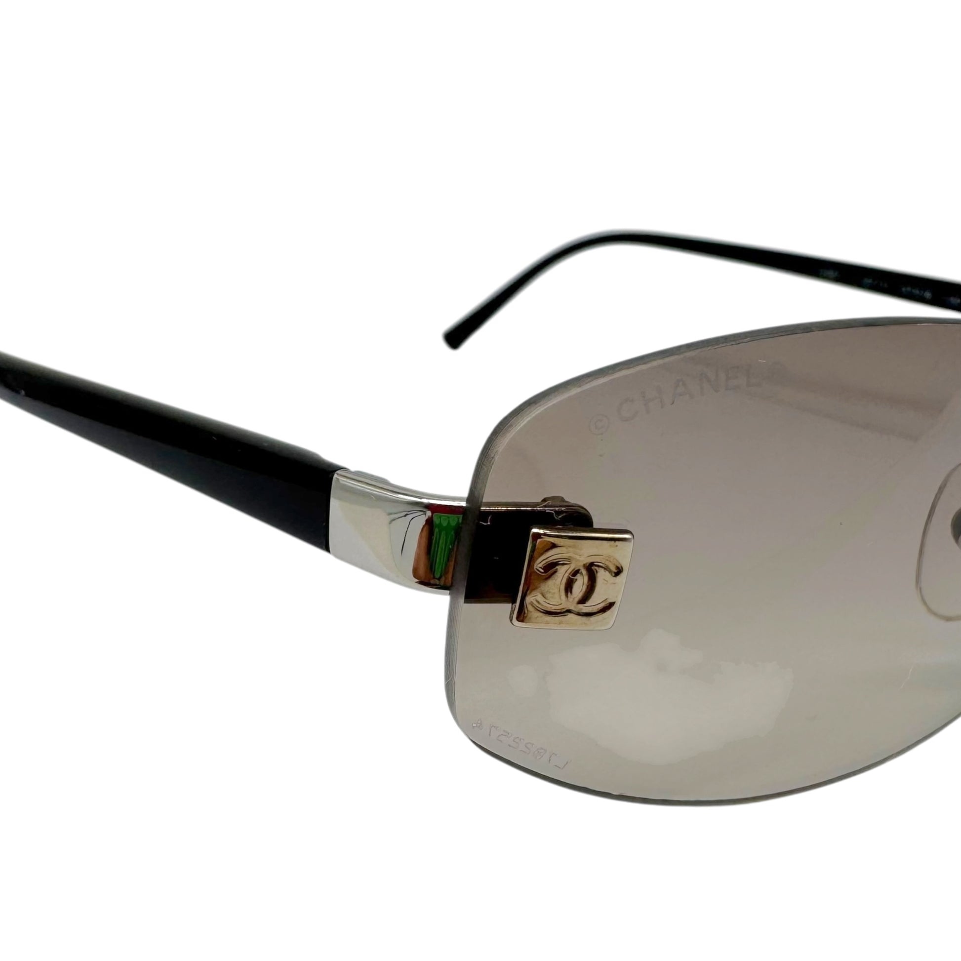 Chanel Rimless Oval Sunglasses Gray Gradient Lenses