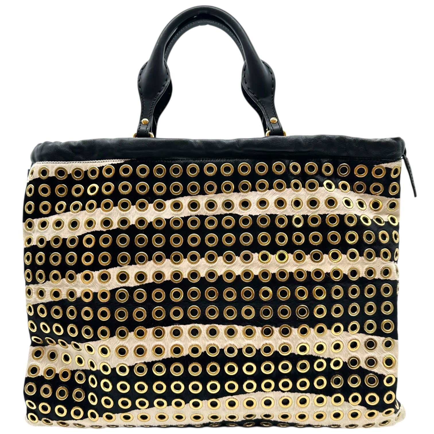 Burberry Gold Studded Zebra Print 2-Way Tote Bag - Outfit Repeater