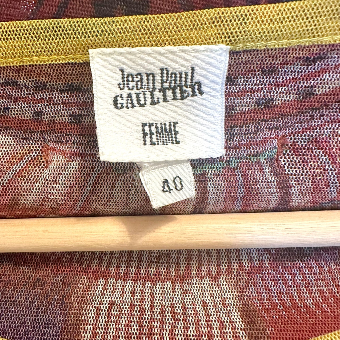 Jean Paul Gaultier Tribal Print Mesh Longsleeve Top