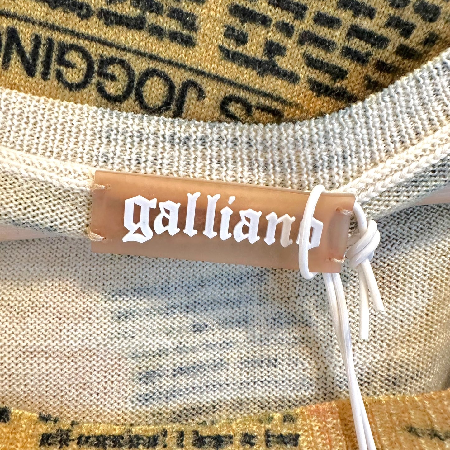 Galliano Yellow & Black Gazette Printed Cashmere Tank NEW